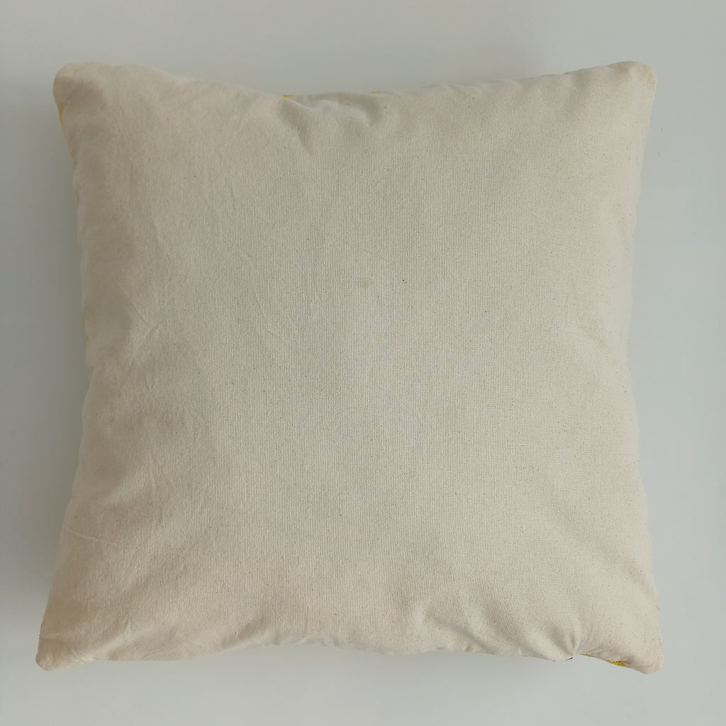 Moroccan Handmade Yellow Cactus Silk Cushion Cover 16''x16'' / 40x40 CM