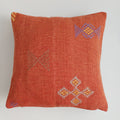 Moroccan Handmade Red Orange Cactus Silk Cushion Cover 16''x16'' / 40x40 CM