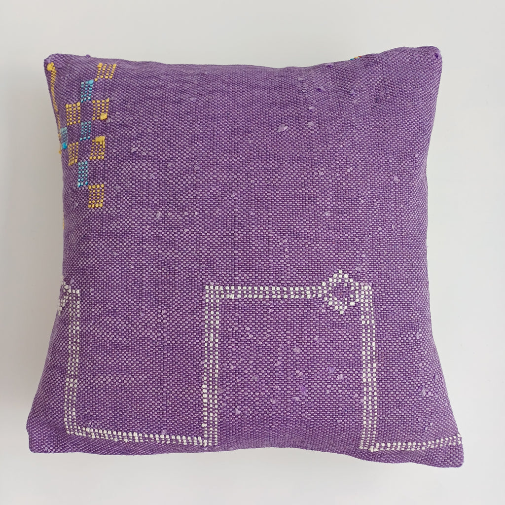 Moroccan Handmade Purple Cactus Silk Cushion Cover 16''x16'' / 40x40 CM