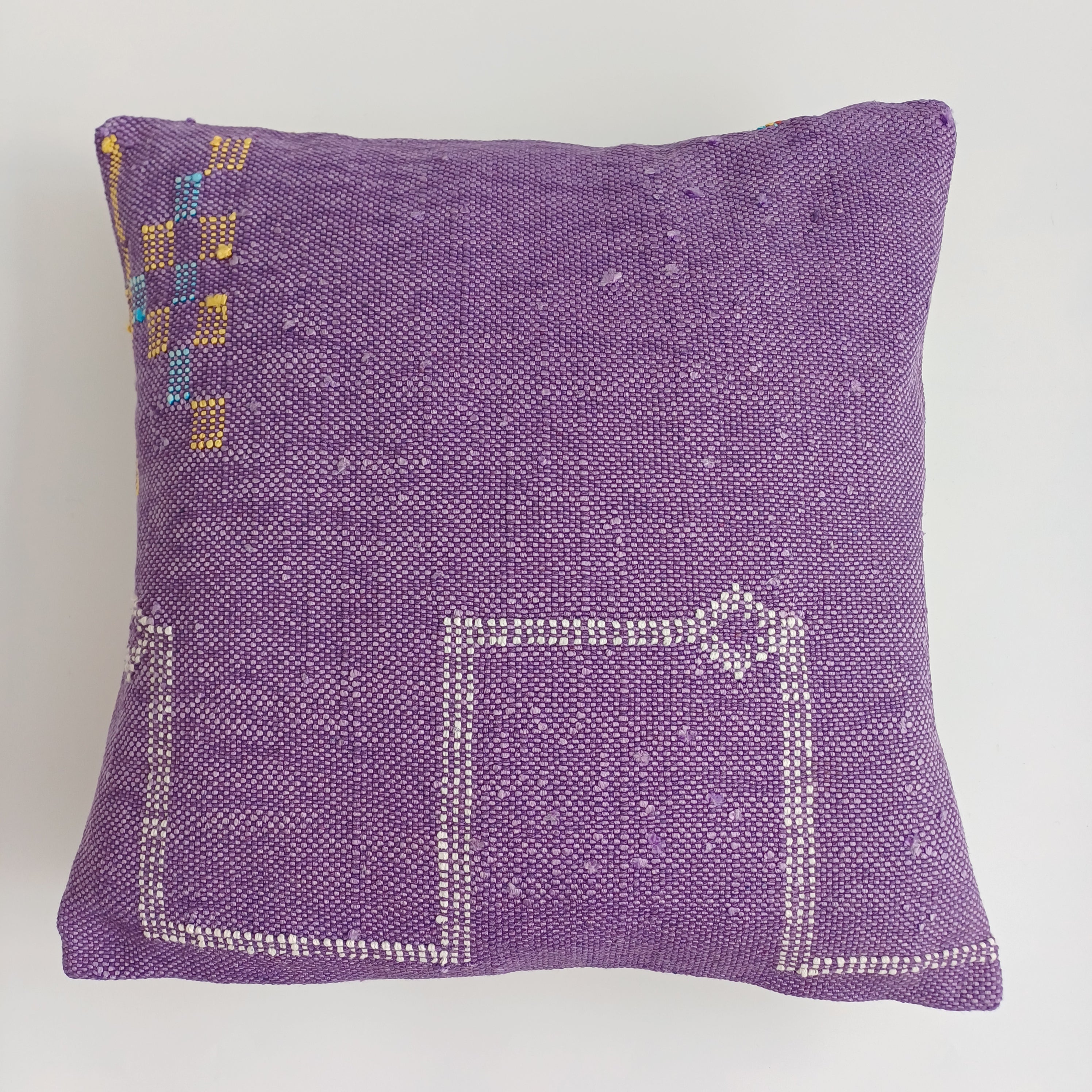 Moroccan Handmade Purple Cactus Silk Cushion Cover 16''x16'' / 40x40 CM