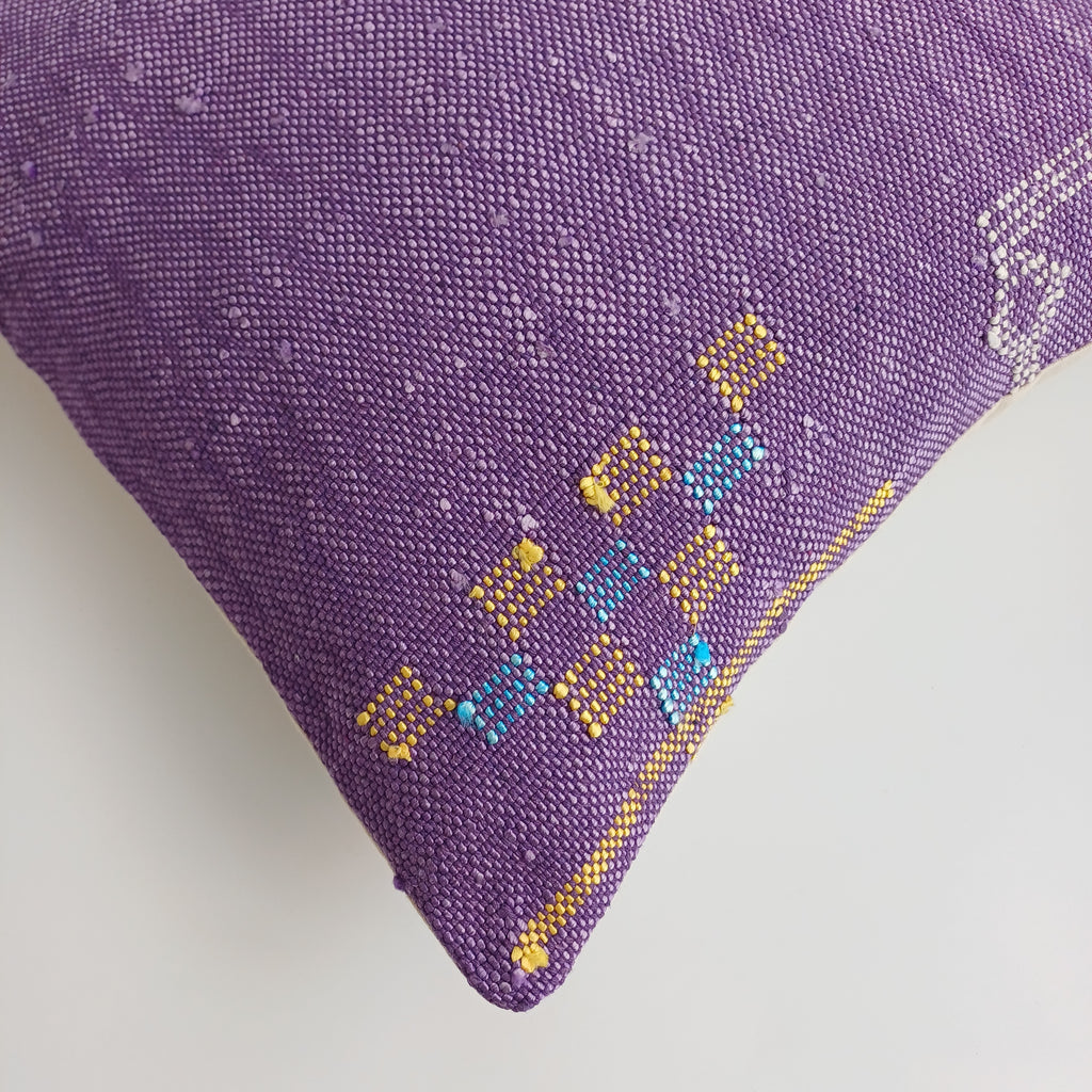 Moroccan Handmade Purple Cactus Silk Cushion Cover 16''x16'' / 40x40 CM