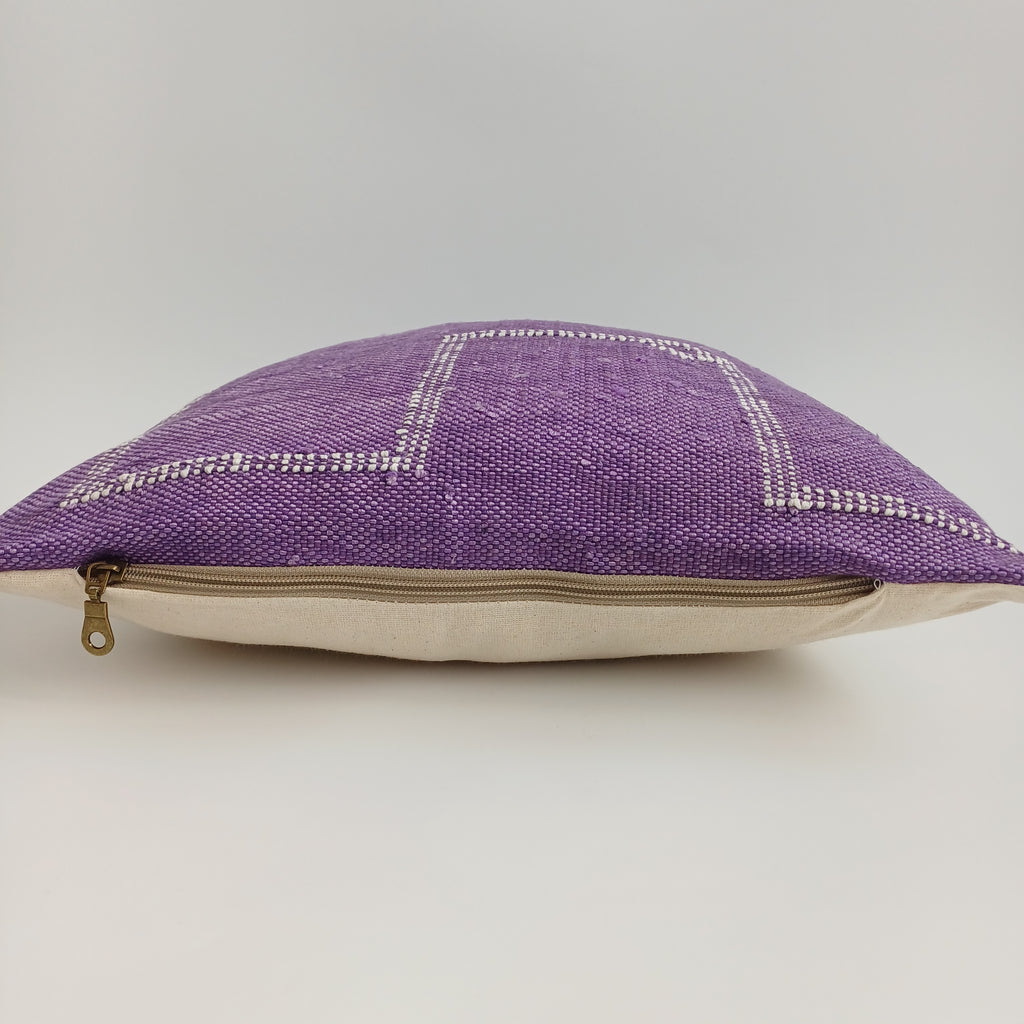 Moroccan Handmade Purple Cactus Silk Cushion Cover 16''x16'' / 40x40 CM