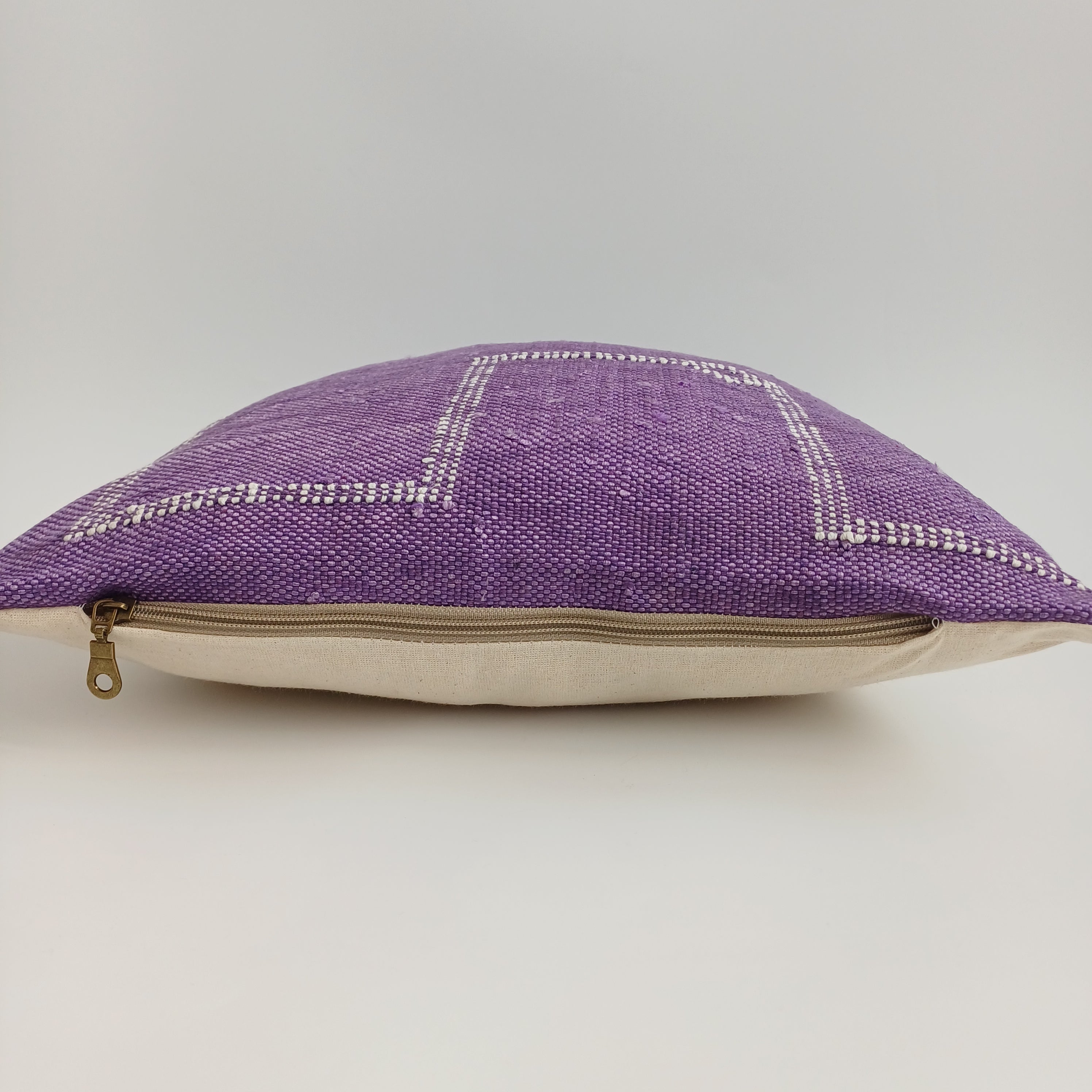 Moroccan Handmade Purple Cactus Silk Cushion Cover 16''x16'' / 40x40 CM