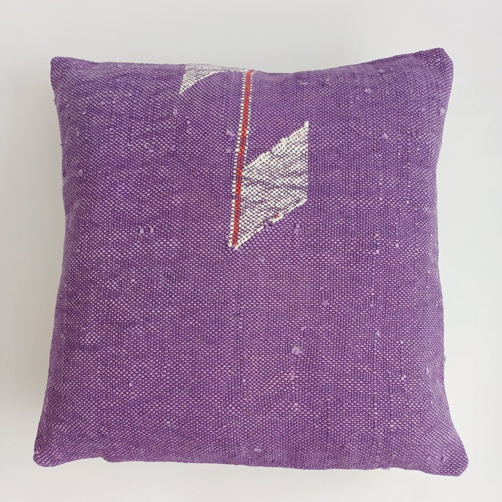 Moroccan Handmade Purple Cactus Silk Cushion Cover 16''x16'' / 40x40 CM
