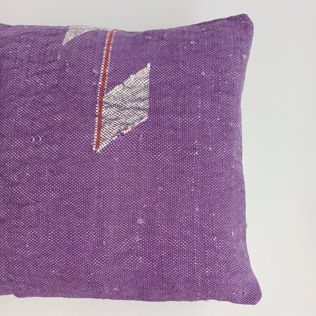 Moroccan Handmade Purple Cactus Silk Cushion Cover 16''x16'' / 40x40 CM