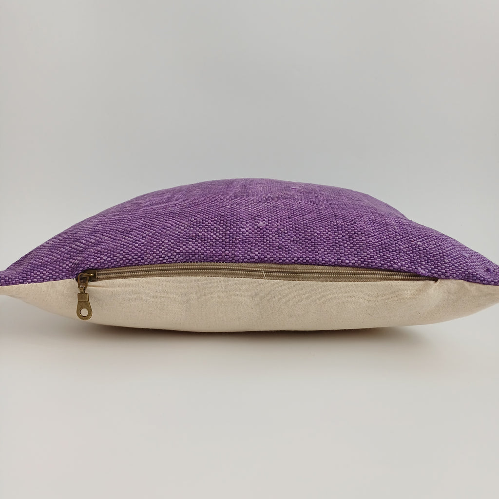 Moroccan Handmade Purple Cactus Silk Cushion Cover 16''x16'' / 40x40 CM