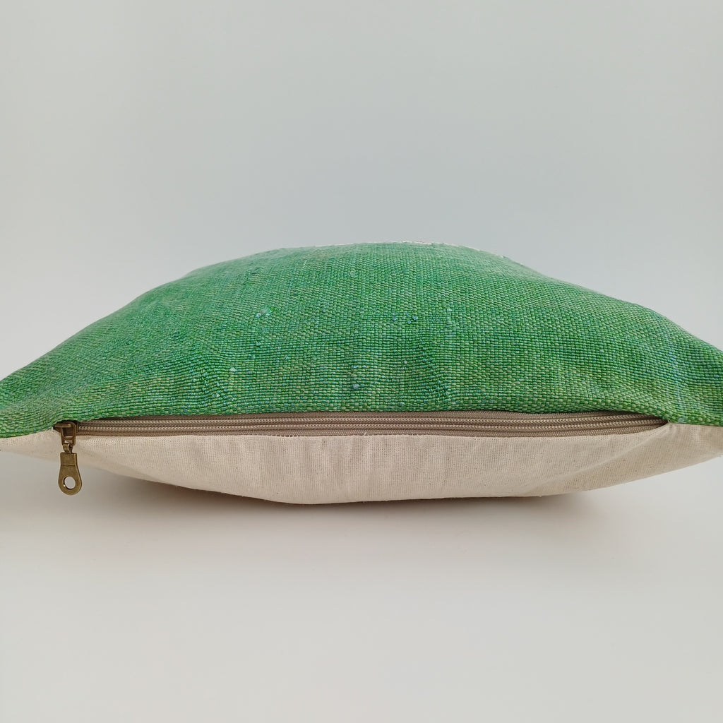 Moroccan Handmade Green Cactus Silk Cushion Cover 16''x16'' / 40x40 CM