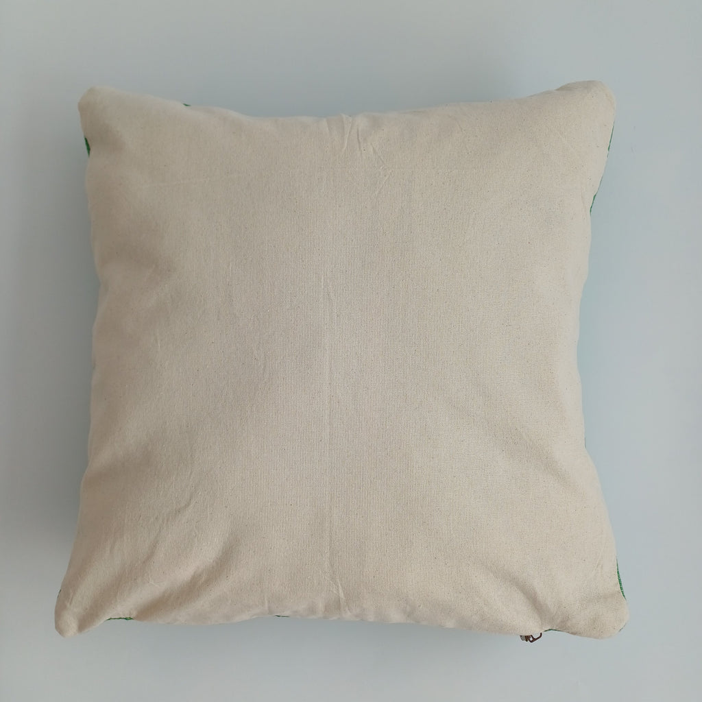 Moroccan Handmade Green Cactus Silk Cushion Cover 16''x16'' / 40x40 CM
