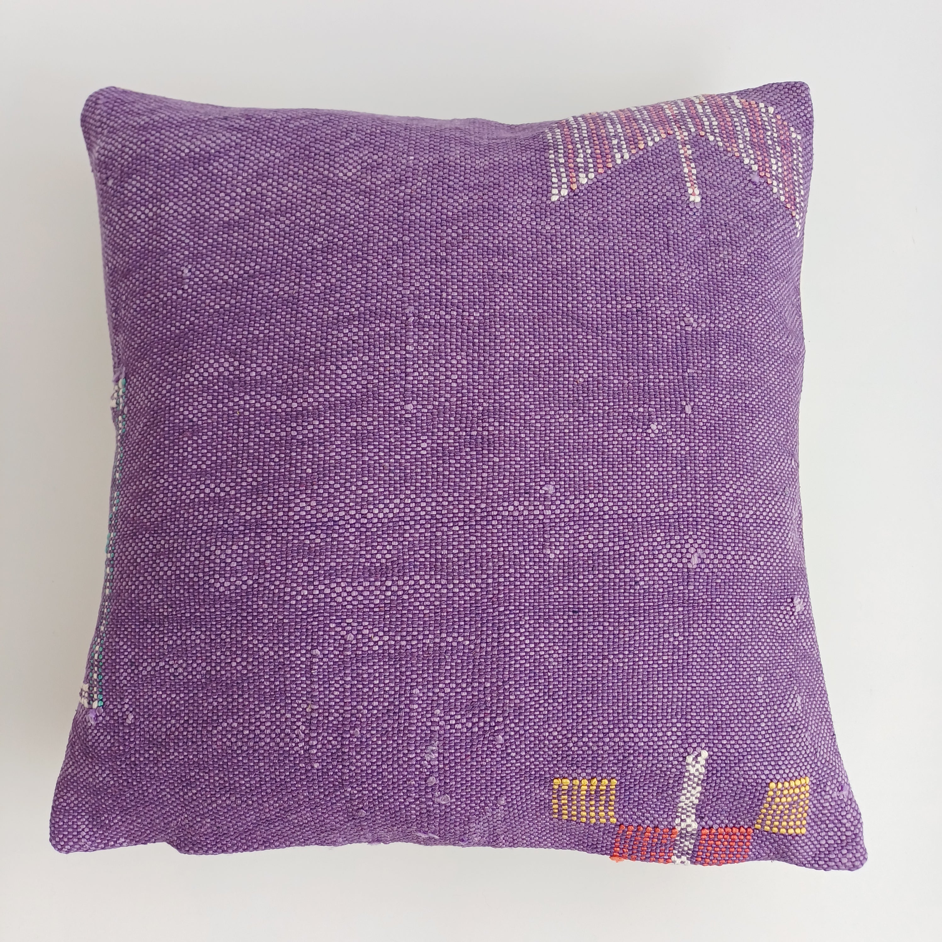 Moroccan Handmade Purple Cactus Silk Cushion Cover 16''x16'' / 40x40 CM