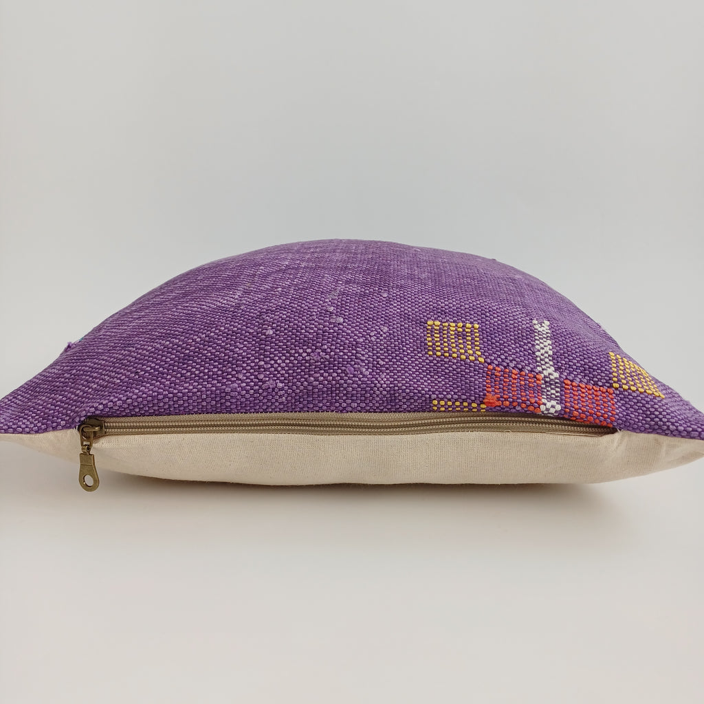 Moroccan Handmade Purple Cactus Silk Cushion Cover 16''x16'' / 40x40 CM