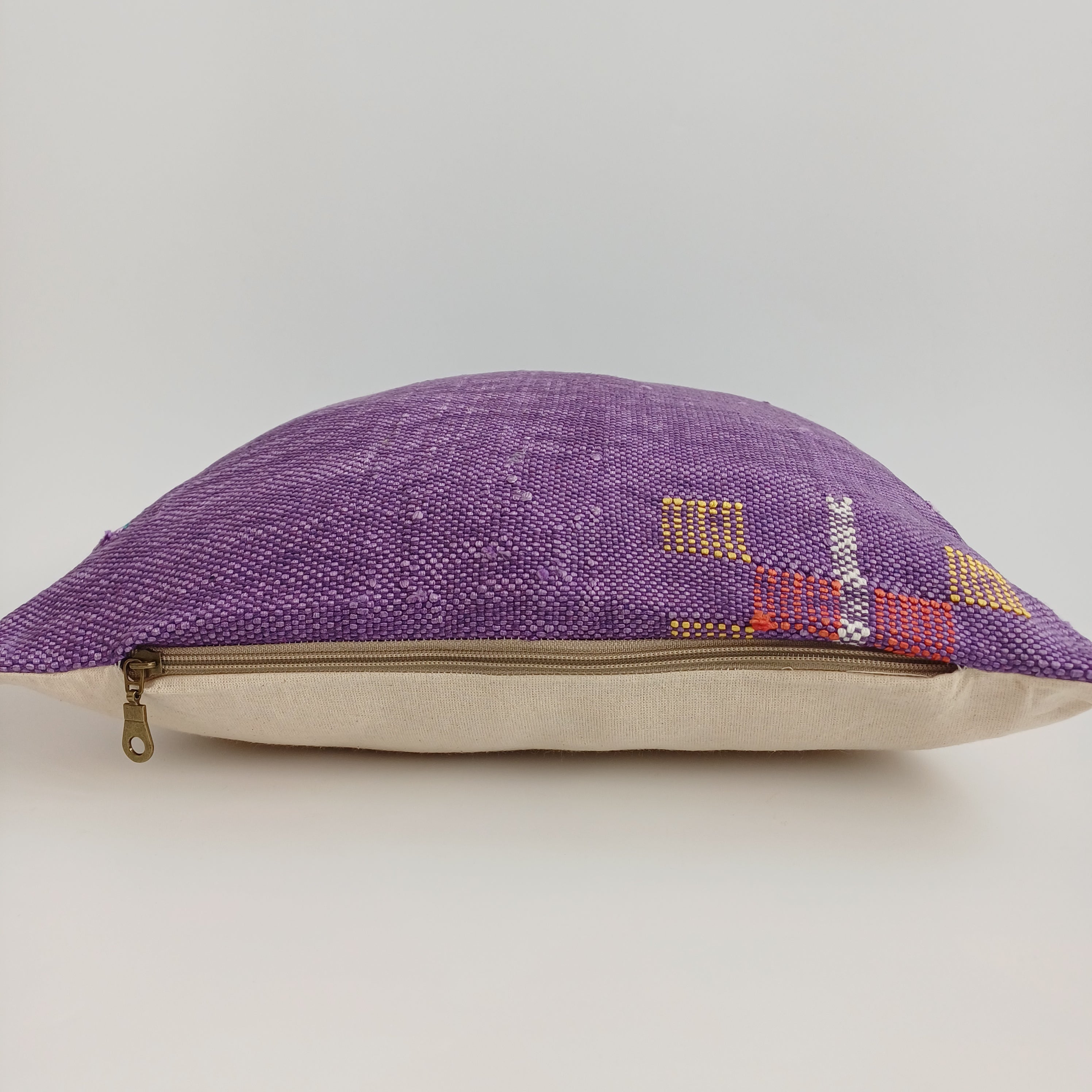 Moroccan Handmade Purple Cactus Silk Cushion Cover 16''x16'' / 40x40 CM