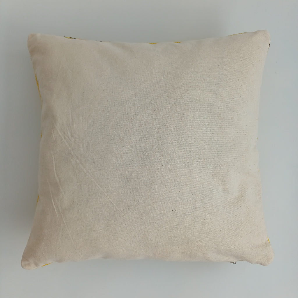 Moroccan Handmade Yellow Cactus Silk Cushion Cover 16''x16'' / 40x40 CM