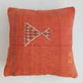 Moroccan Handmade Red Orange Cactus Silk Cushion Cover 16''x16'' / 40x40 CM