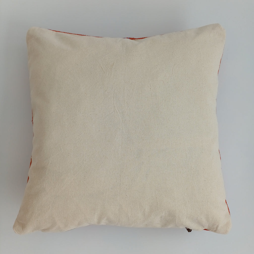 Moroccan Handmade Red Orange Cactus Silk Cushion Cover 16''x16'' / 40x40 CM