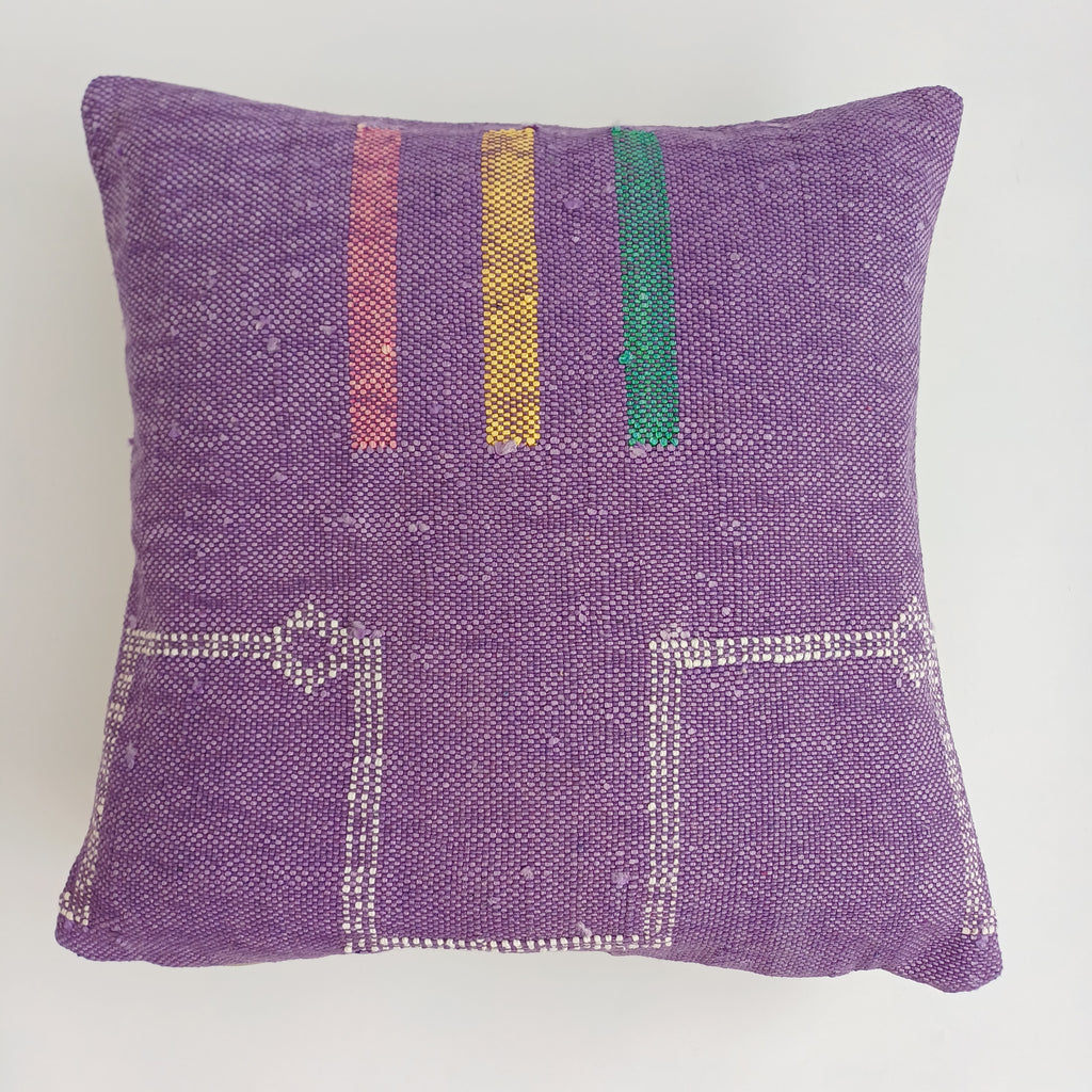 Moroccan Handmade Purple Cactus Silk Cushion Cover 16''x16'' / 40x40 CM