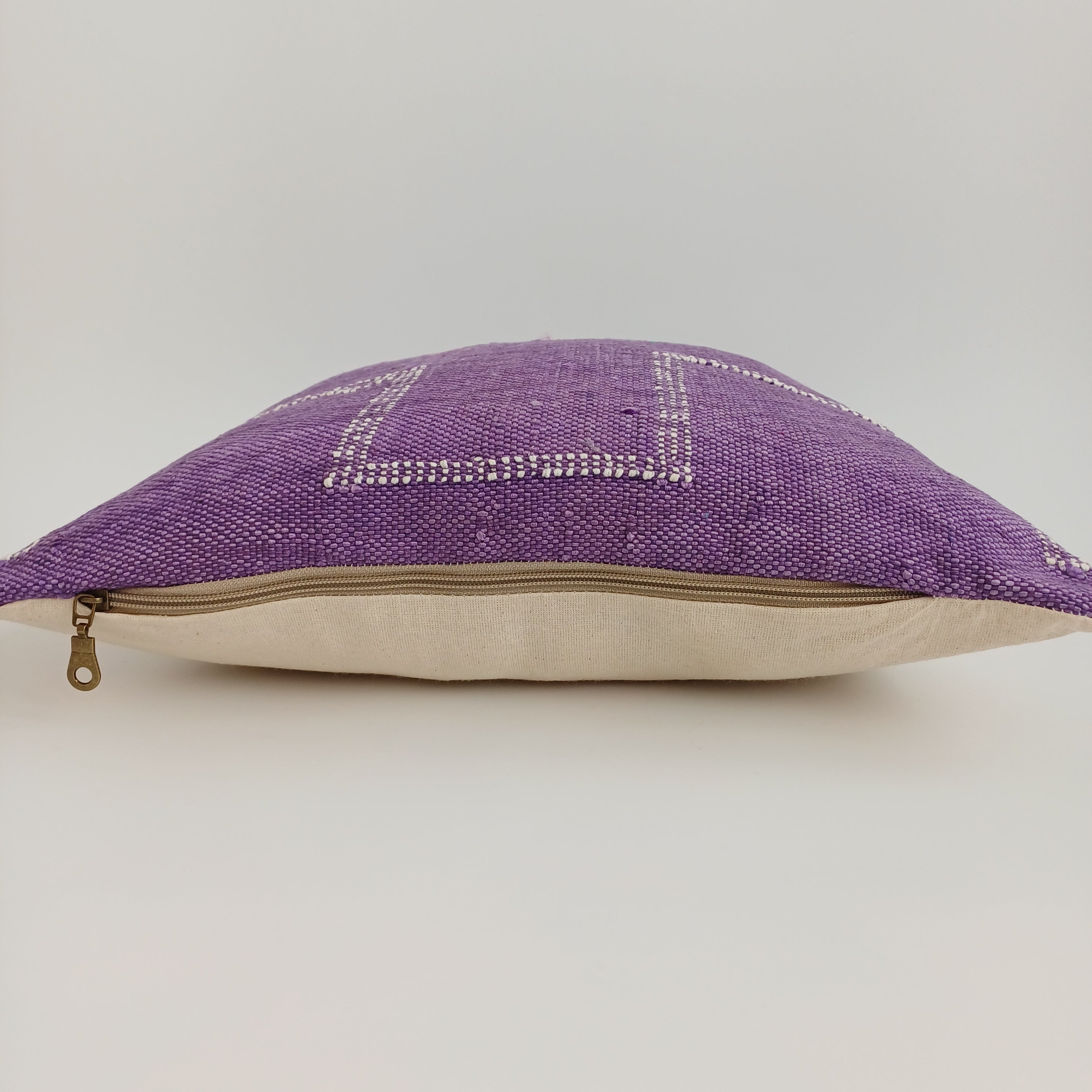 Moroccan Handmade Purple Cactus Silk Cushion Cover 16''x16'' / 40x40 CM