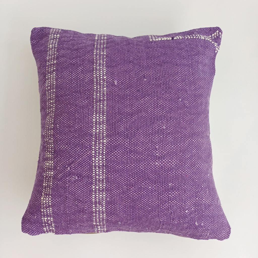 Moroccan Handmade Purple Cactus Silk Cushion Cover 16''x16'' / 40x36 CM