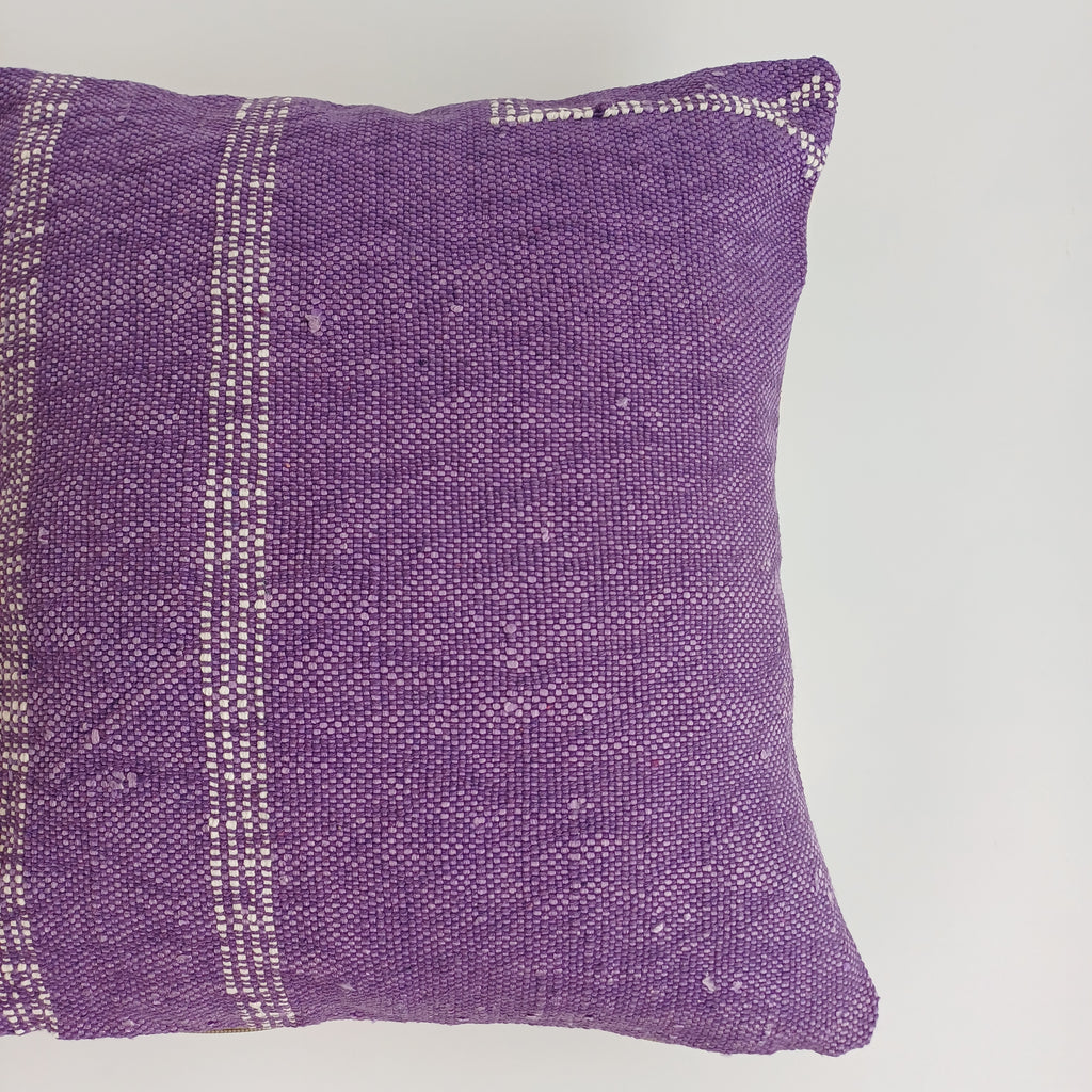 Moroccan Handmade Purple Cactus Silk Cushion Cover 16''x16'' / 40x36 CM