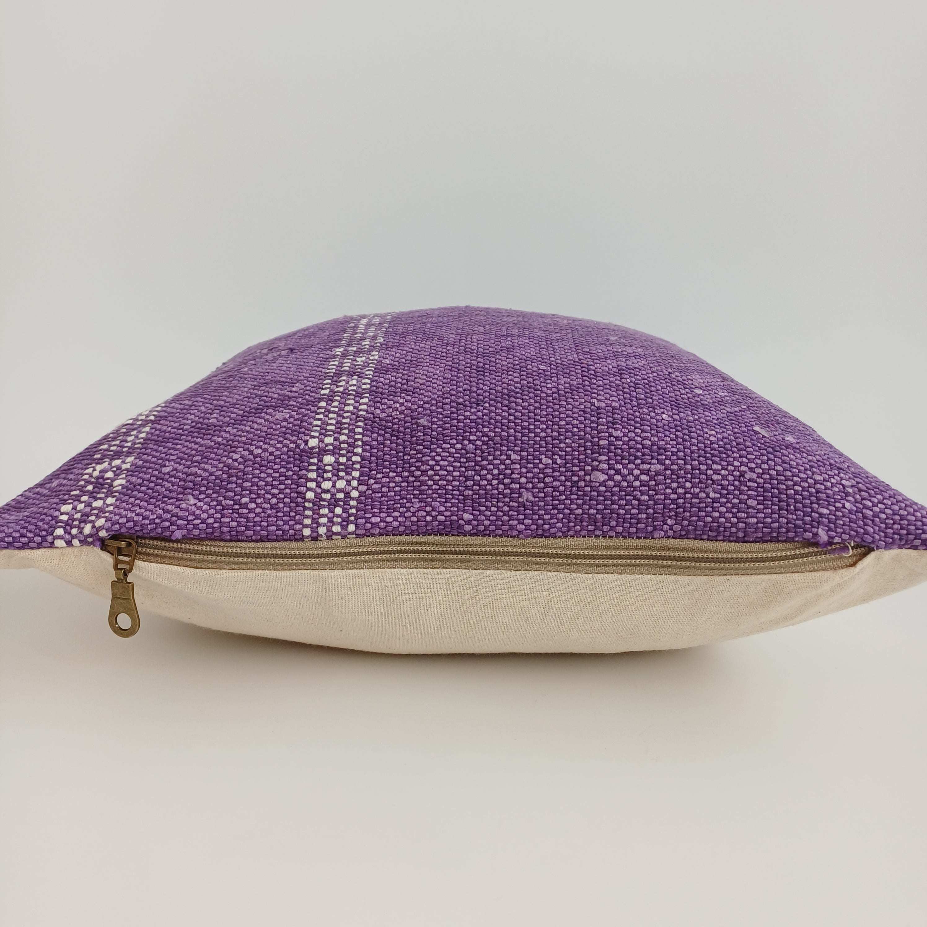 Moroccan Handmade Purple Cactus Silk Cushion Cover 16''x16'' / 40x36 CM