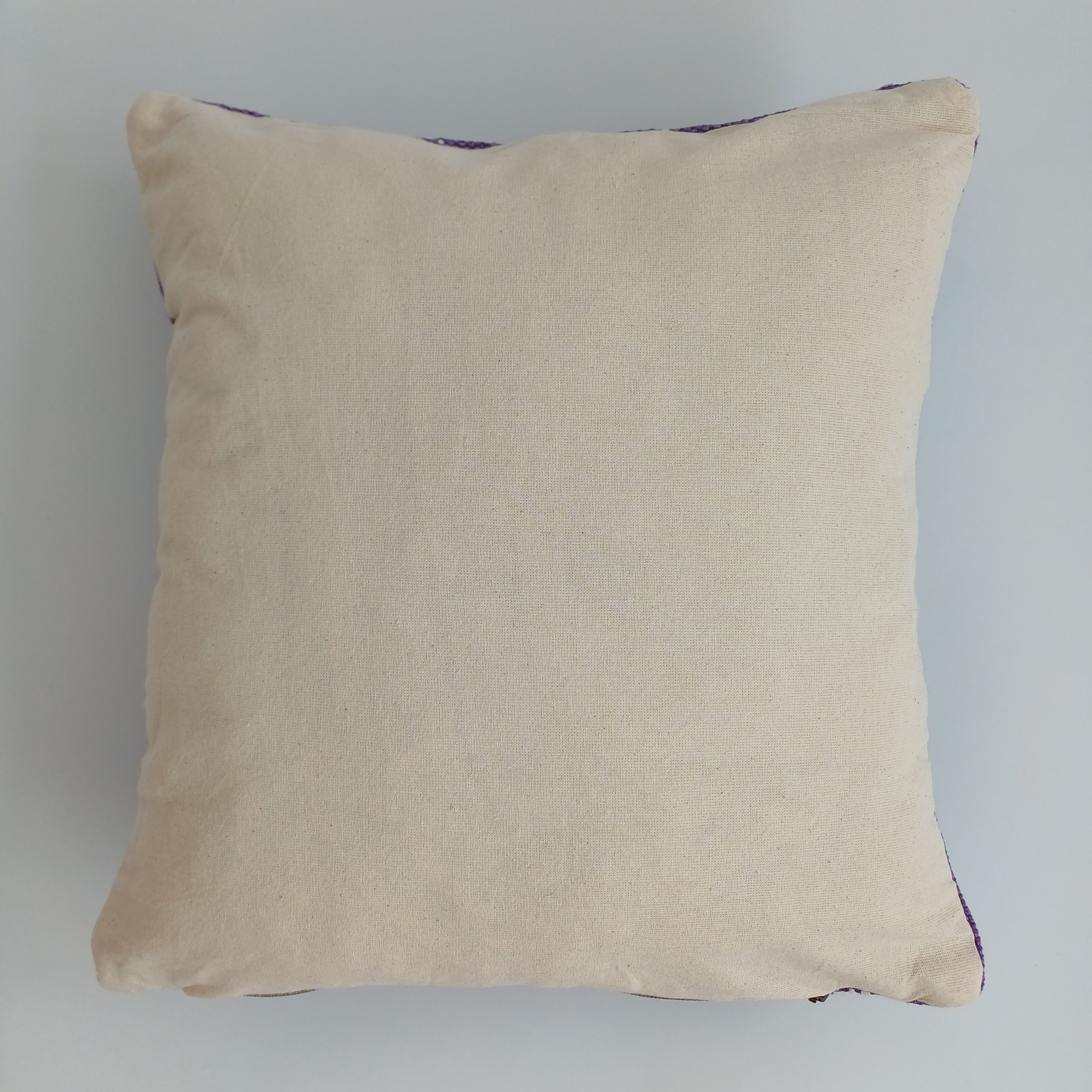 Moroccan Handmade Purple Cactus Silk Cushion Cover 16''x16'' / 40x36 CM