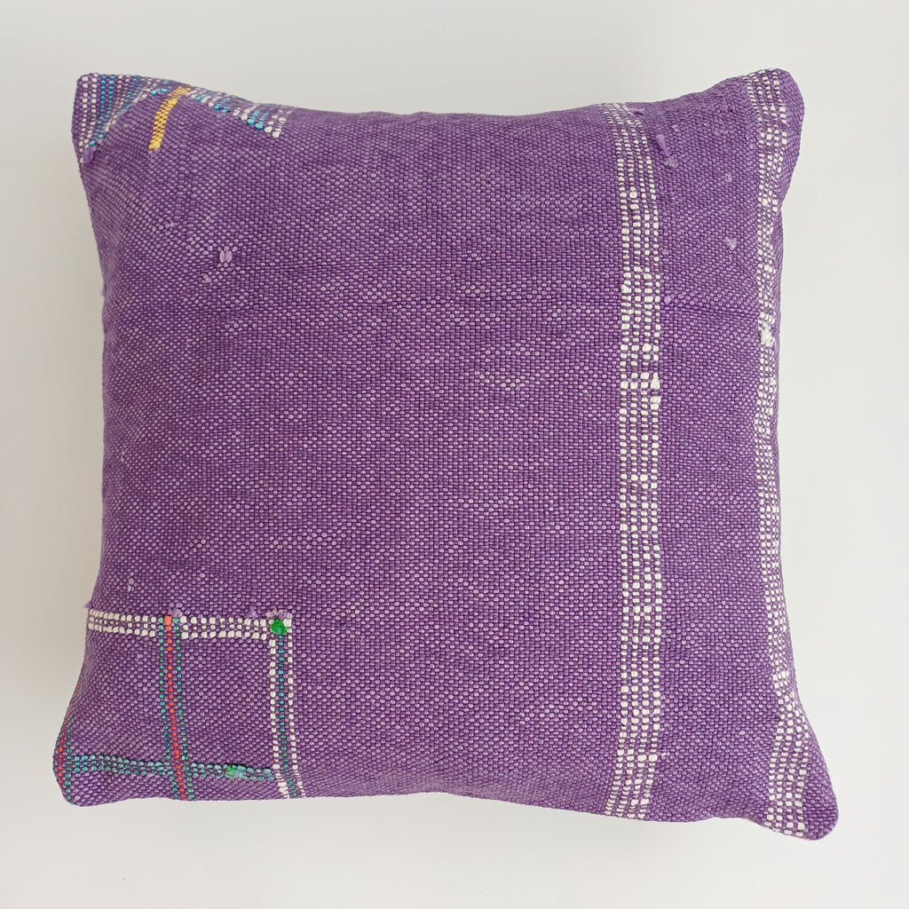 Moroccan Handmade Purple Cactus Silk Cushion Cover 16''x16'' / 40x40 CM