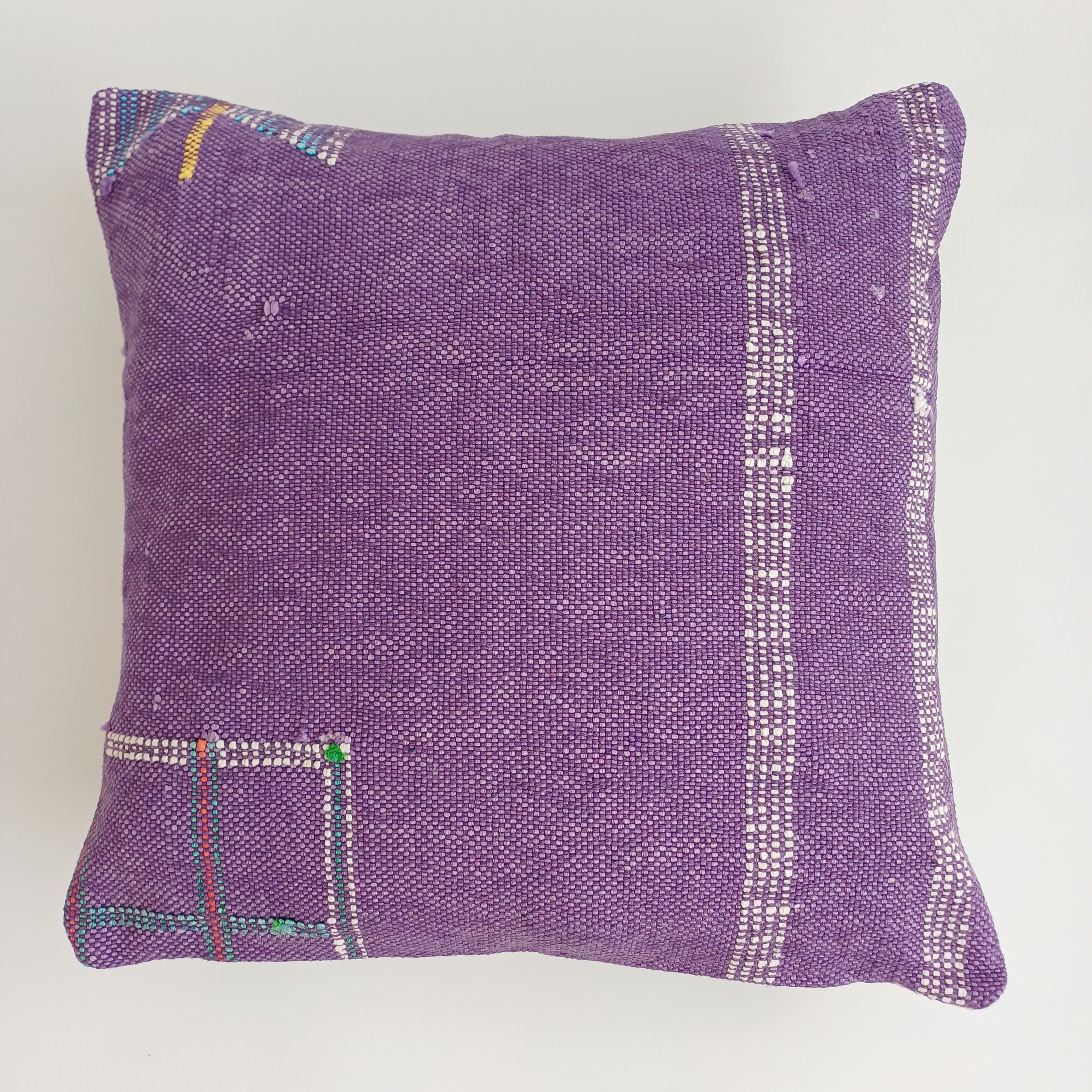 Moroccan Handmade Purple Cactus Silk Cushion Cover 16''x16'' / 40x40 CM
