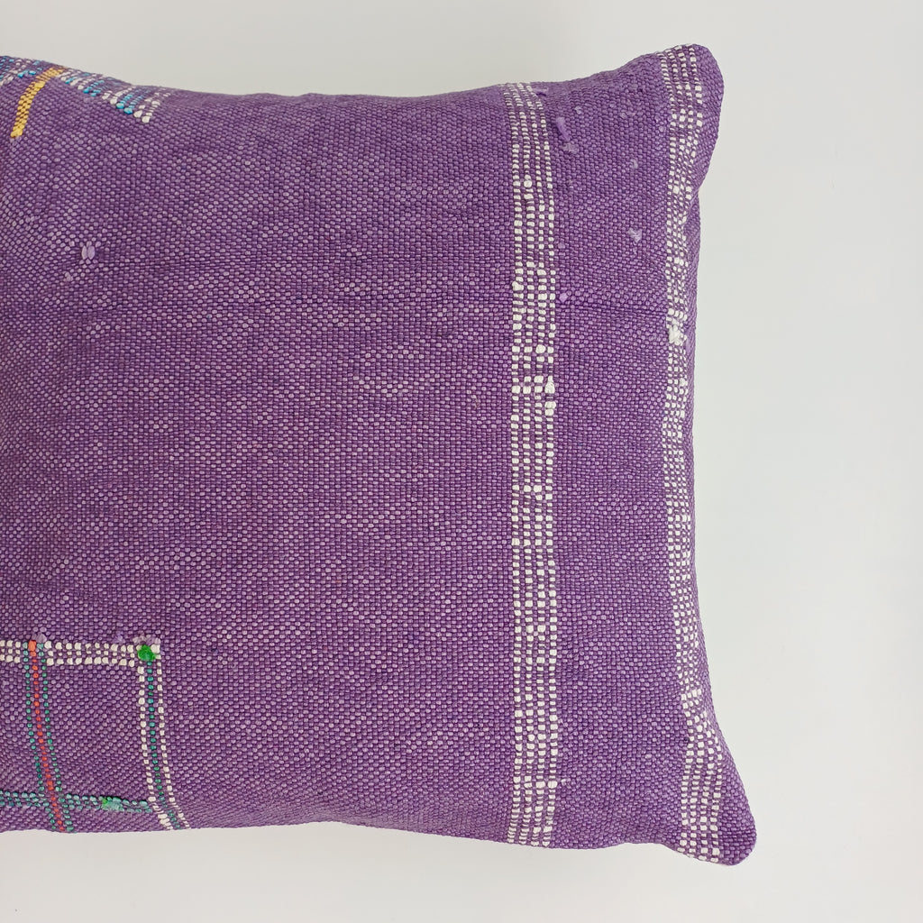 Moroccan Handmade Purple Cactus Silk Cushion Cover 16''x16'' / 40x40 CM