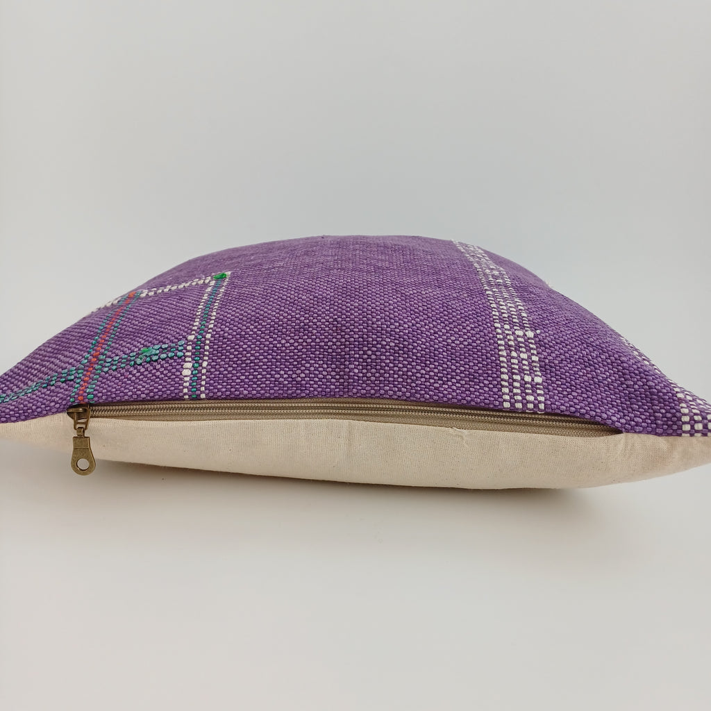 Moroccan Handmade Purple Cactus Silk Cushion Cover 16''x16'' / 40x40 CM