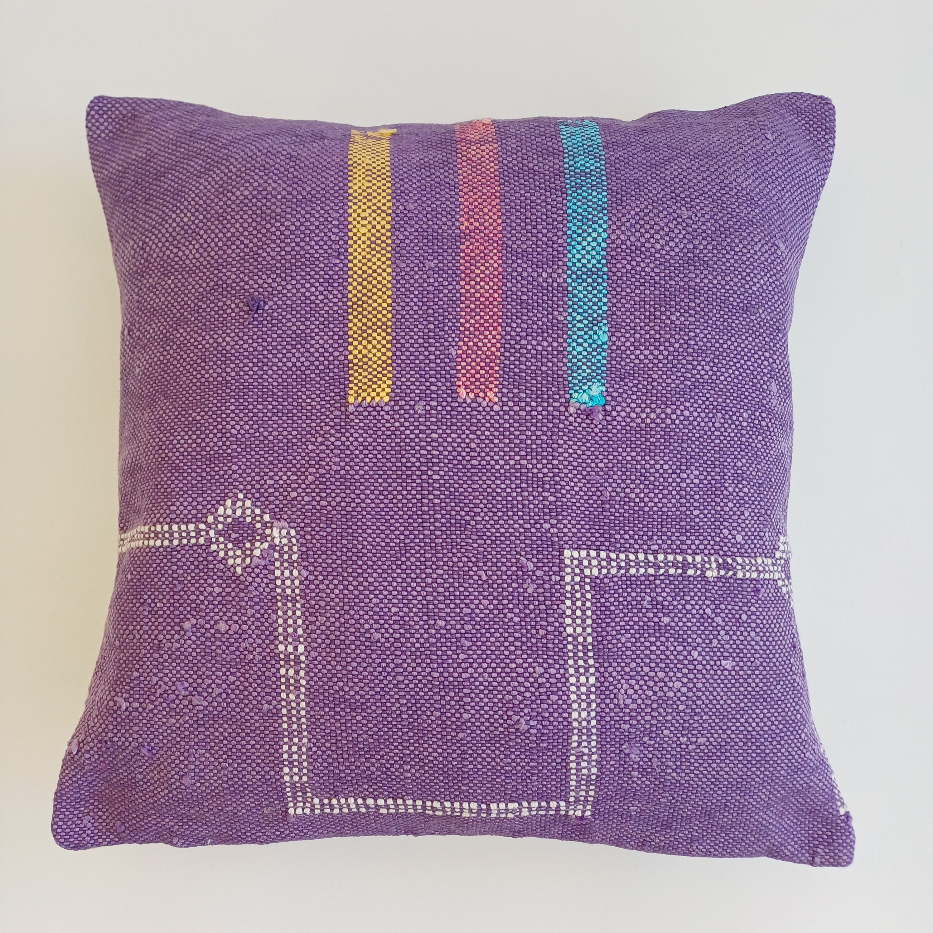 Moroccan Handmade Purple Cactus Silk Cushion Cover 16''x16'' / 40x40 CM