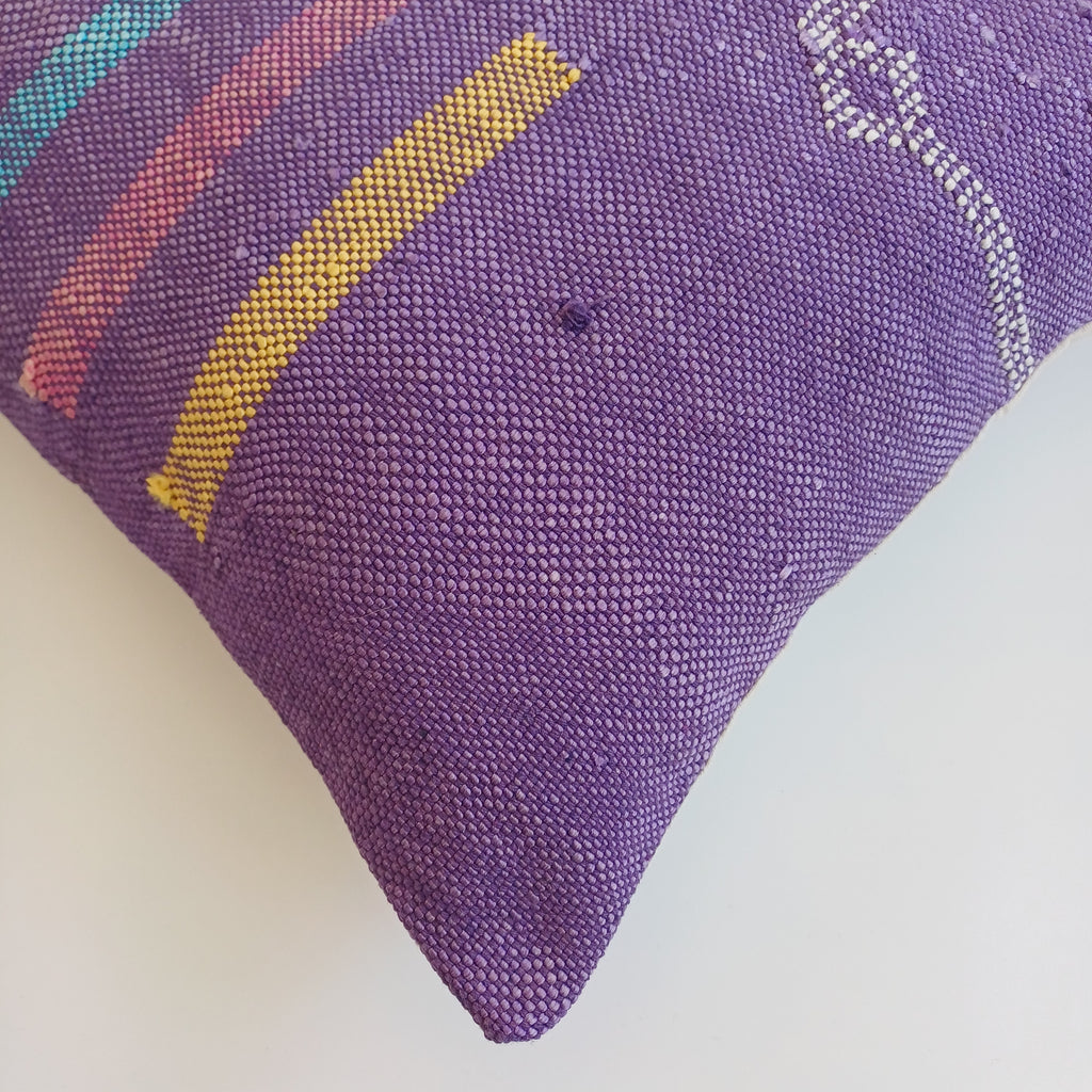 Moroccan Handmade Purple Cactus Silk Cushion Cover 16''x16'' / 40x40 CM