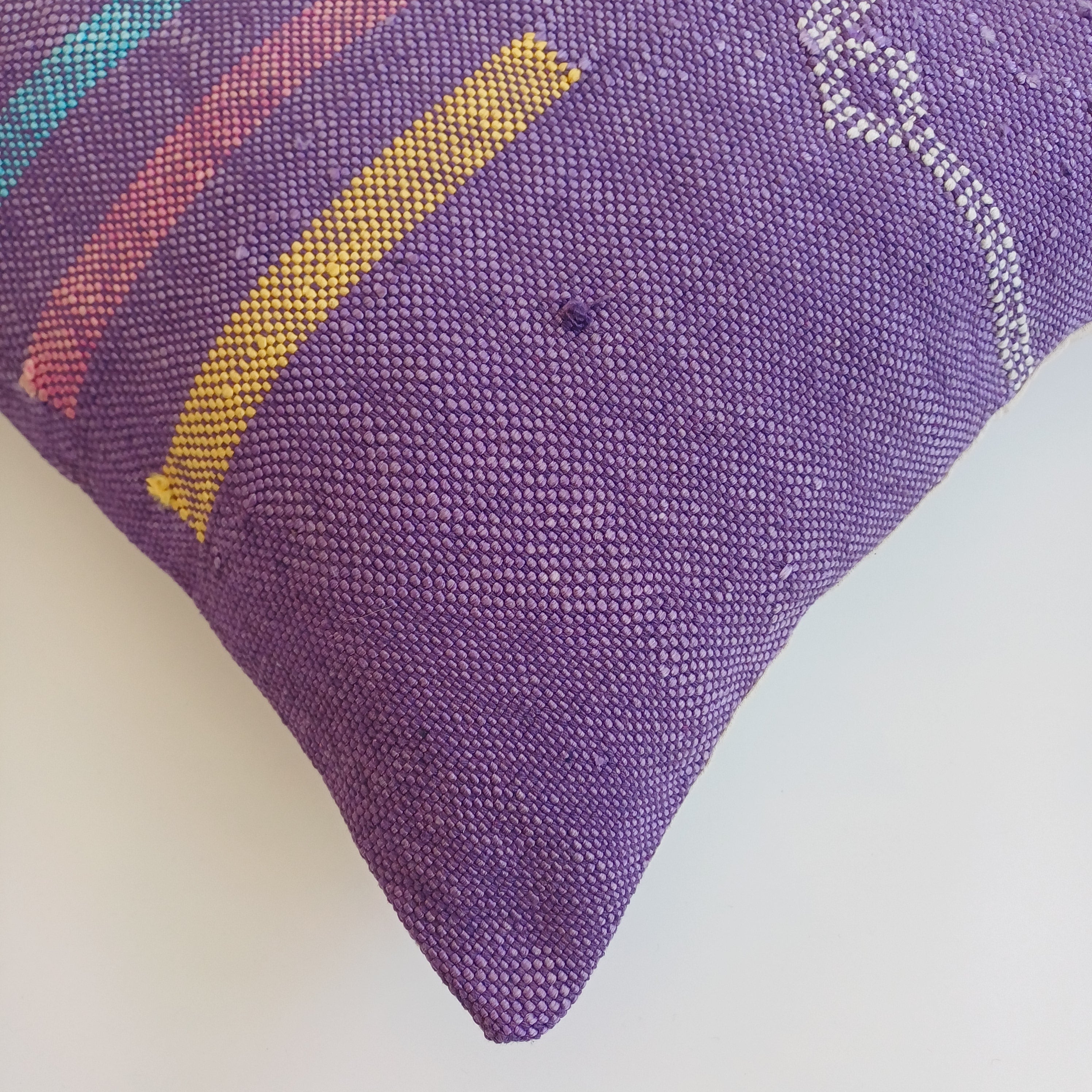 Moroccan Handmade Purple Cactus Silk Cushion Cover 16''x16'' / 40x40 CM