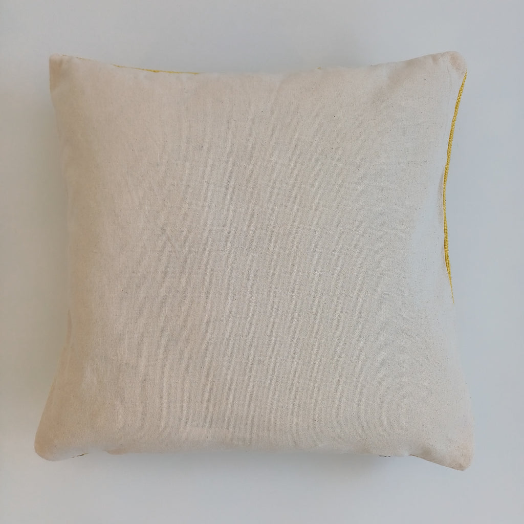 Moroccan Handmade Yellow Cactus Silk Cushion Cover 16''x16'' / 40x40 CM