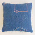 Moroccan Handmade Dark Blue Cactus Silk Cushion Cover 16''x16'' / 40x40 CM