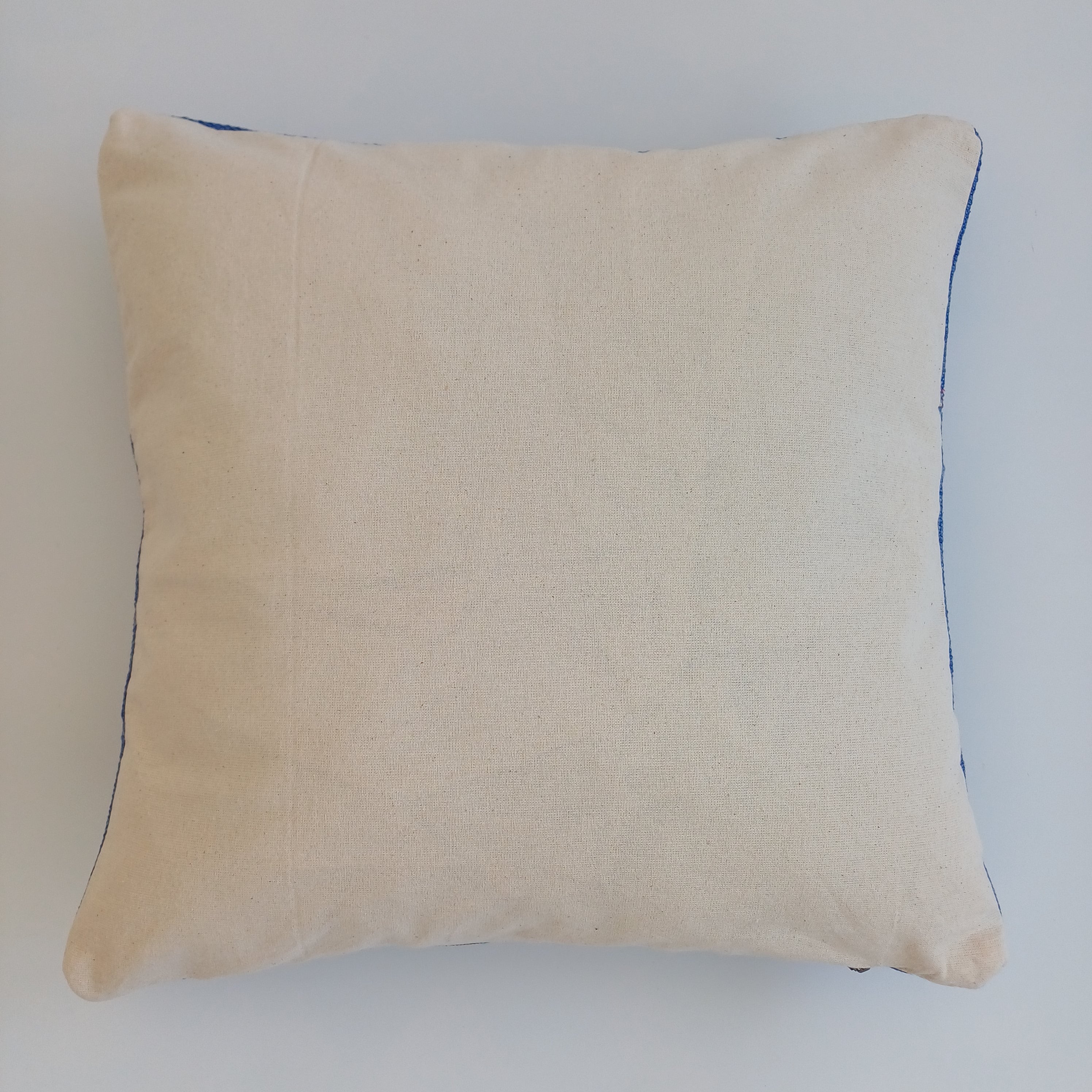 Moroccan Handmade Dark Blue Cactus Silk Cushion Cover 16''x16'' / 40x40 CM