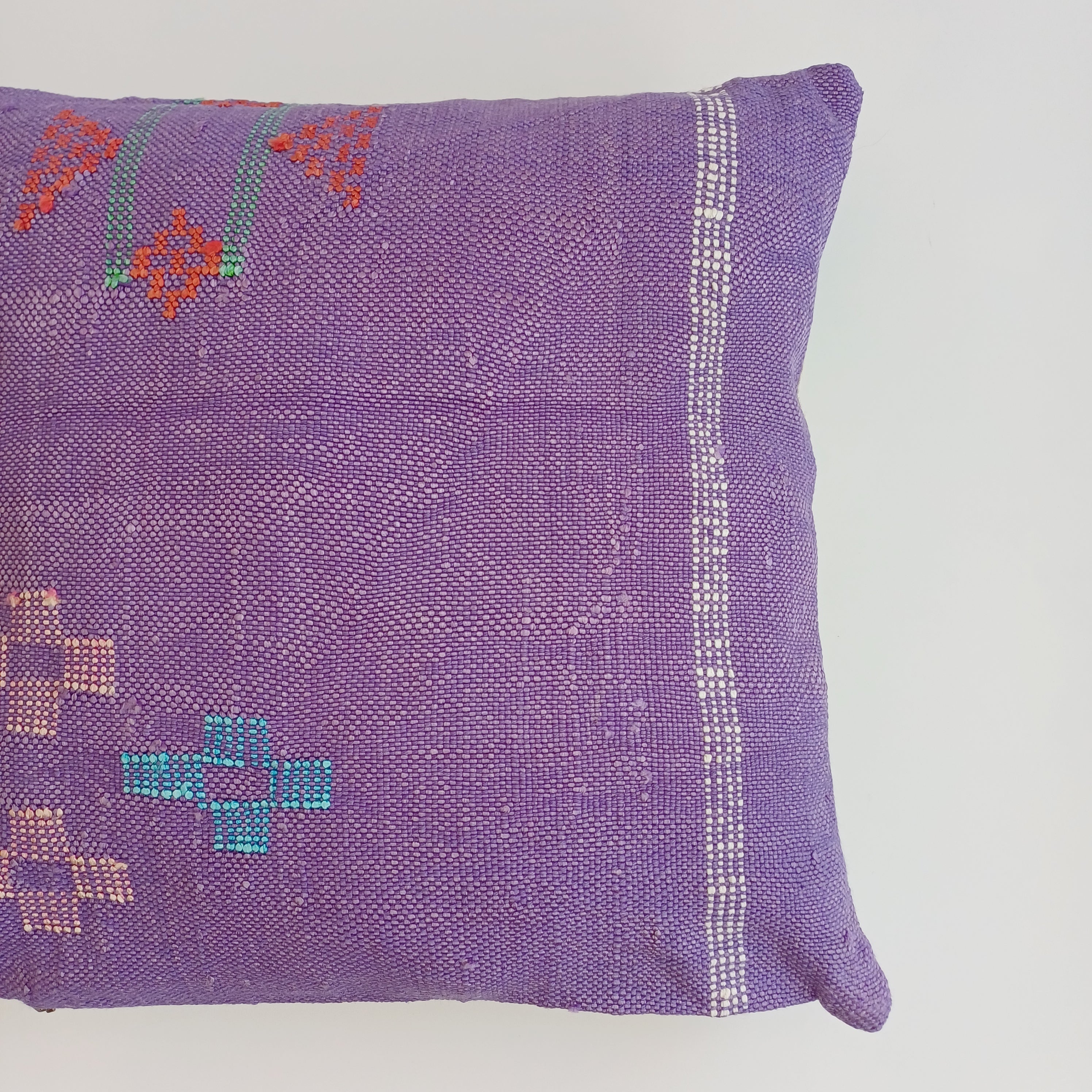 Moroccan Handmade Purple Cactus Silk Cushion Cover 16''x16'' / 40x40 CM