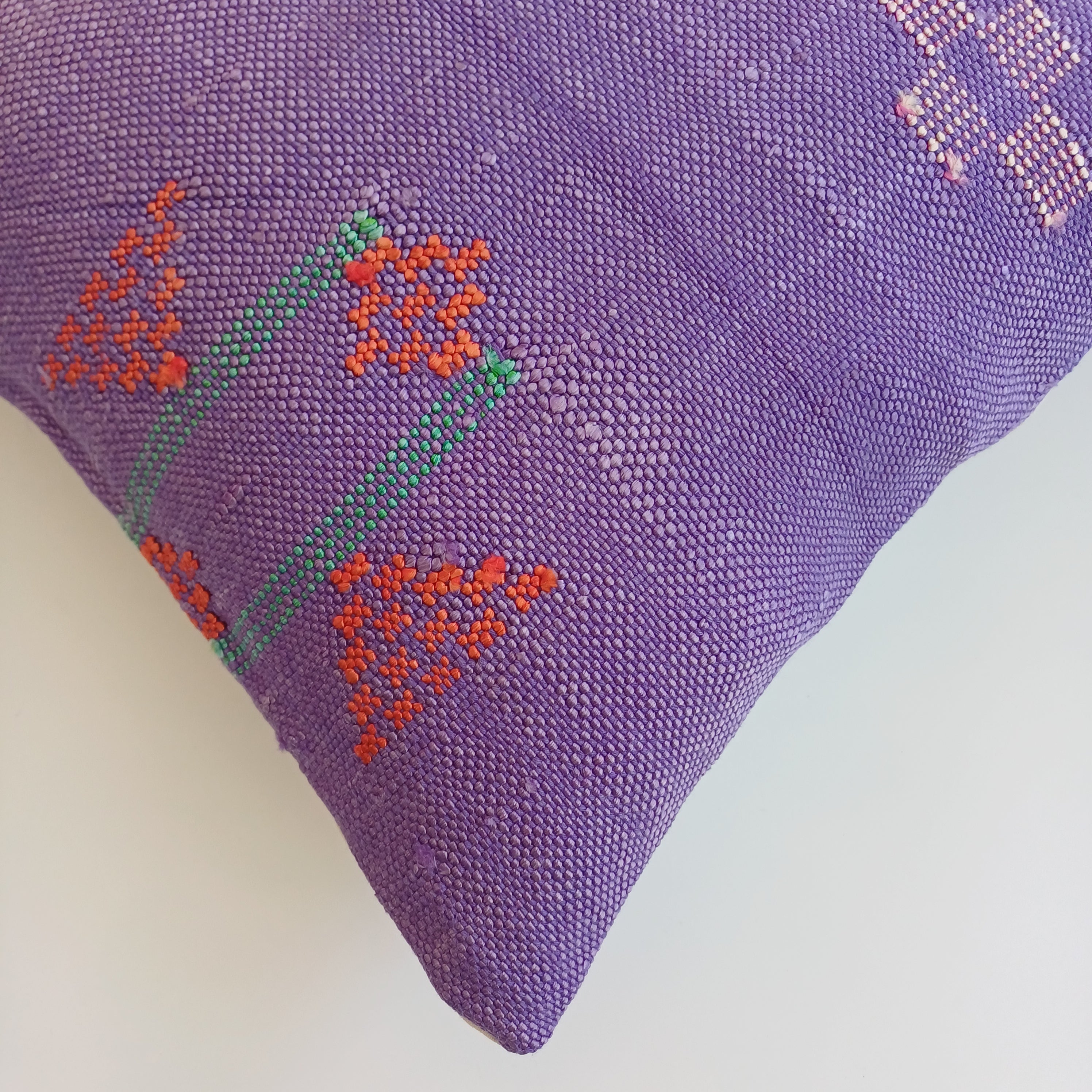 Moroccan Handmade Purple Cactus Silk Cushion Cover 16''x16'' / 40x40 CM