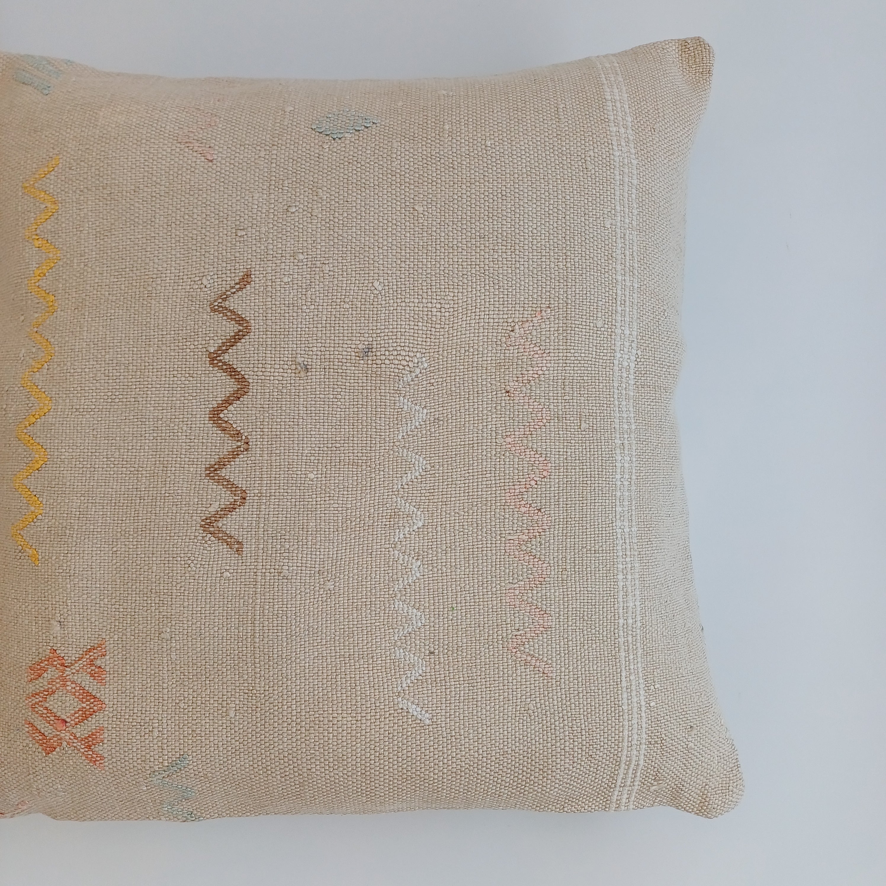 Moroccan Handmade Oatmeal Cactus Silk Cushion Cover 16''x16'' / 40x40 CM