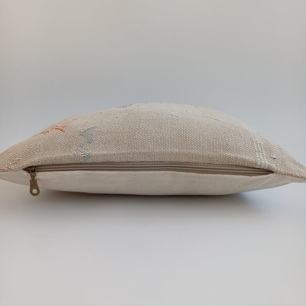 Moroccan Handmade Oatmeal Cactus Silk Cushion Cover 16''x16'' / 40x40 CM