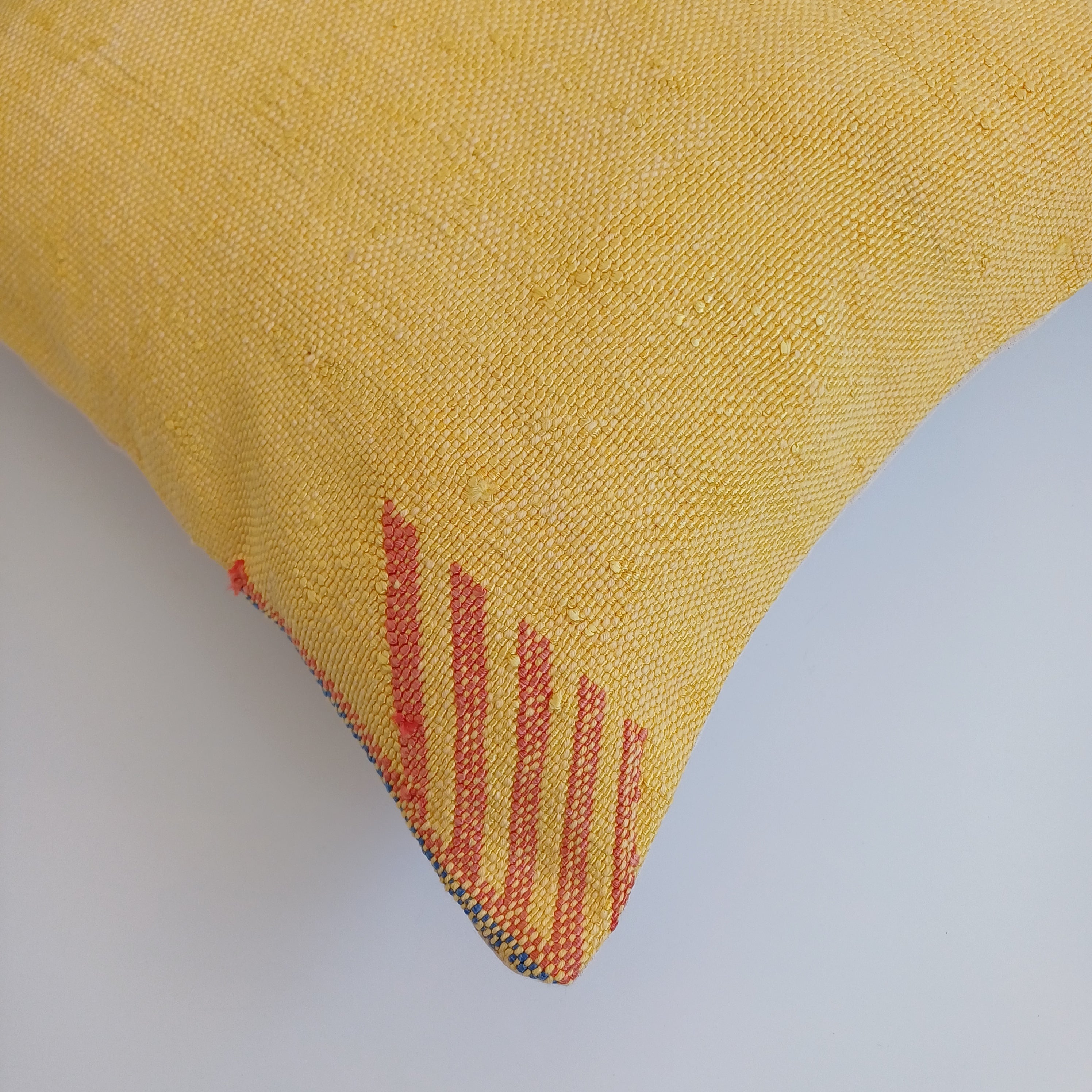 Moroccan Handmade Yellow Cactus Silk Cushion Cover 16''x16'' / 40x40 CM