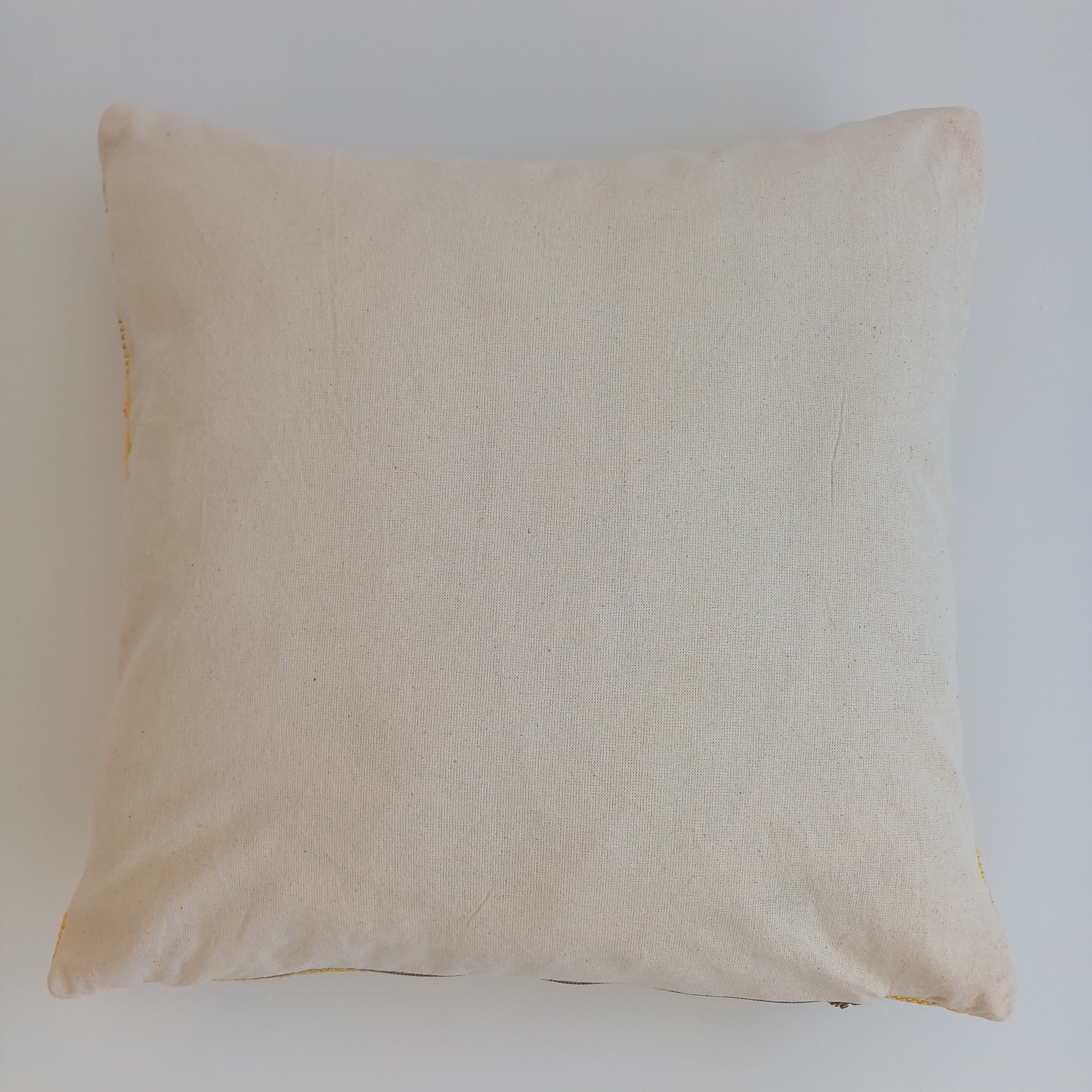 Moroccan Handmade Yellow Cactus Silk Cushion Cover 16''x16'' / 40x40 CM