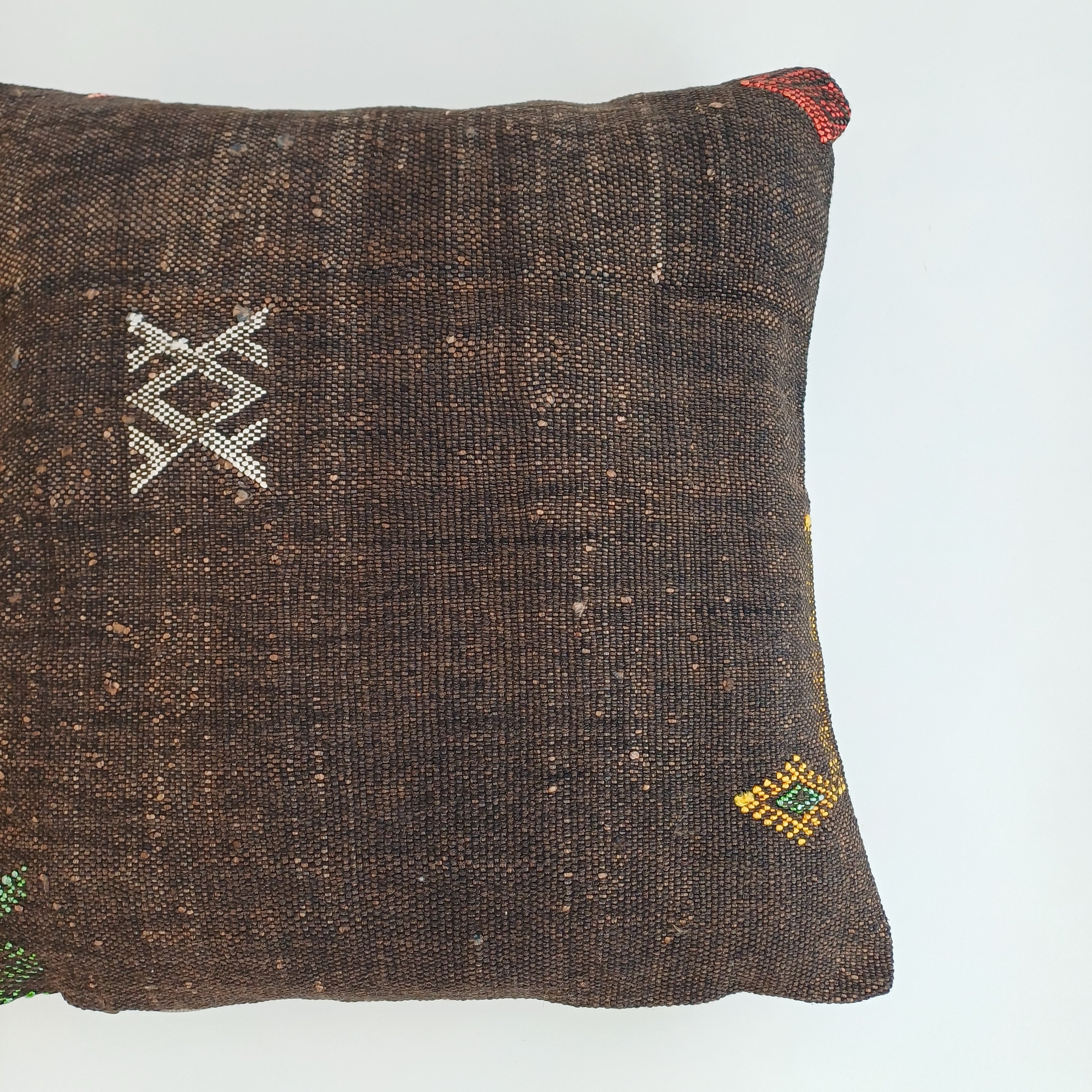 Moroccan Handmade Brown Cactus Silk Cushion Cover 16''x16'' / 40x40 CM