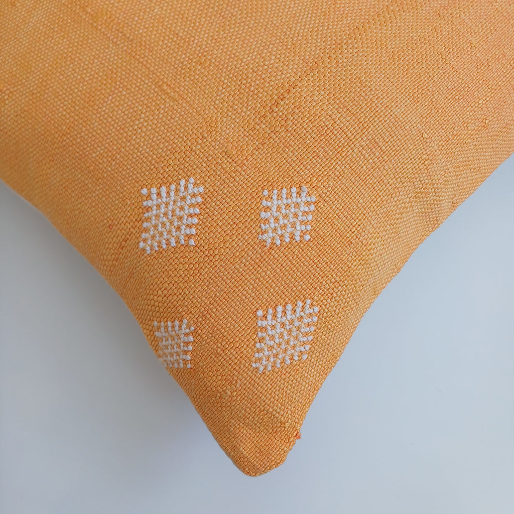 Moroccan Handmade Orange Cactus Silk Cushion Cover 16''x16'' / 40x40 CM
