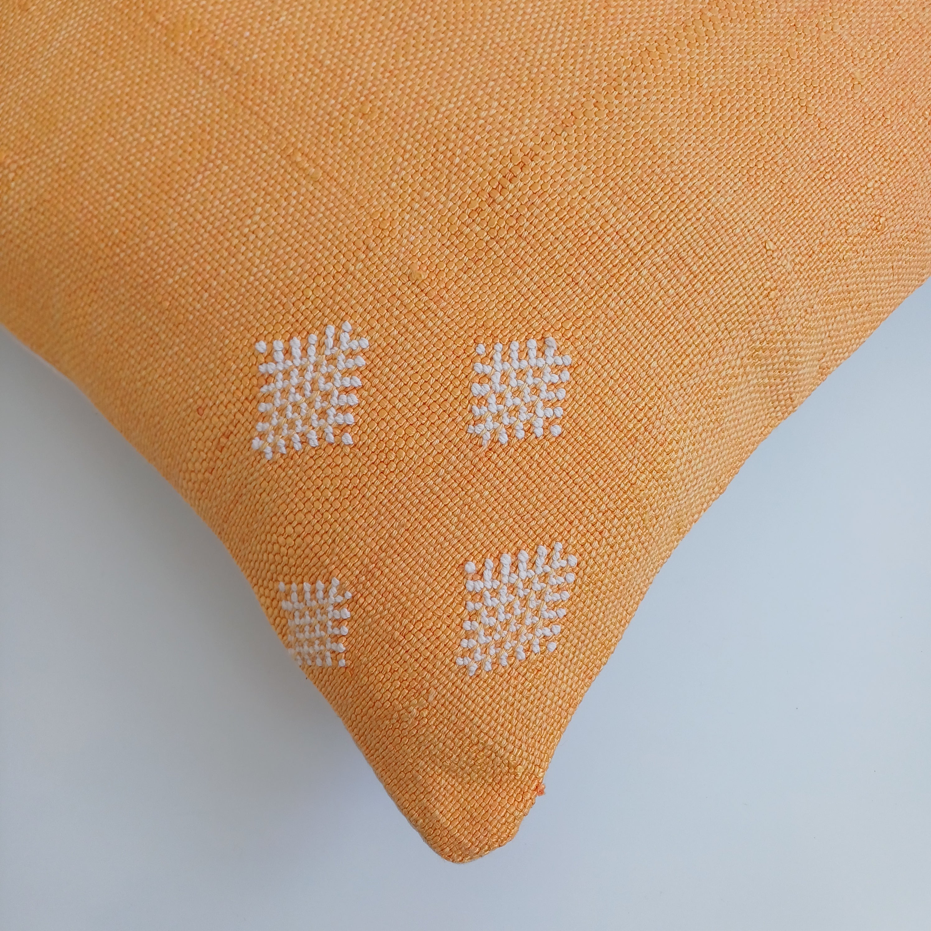 Moroccan Handmade Orange Cactus Silk Cushion Cover 16''x16'' / 40x40 CM