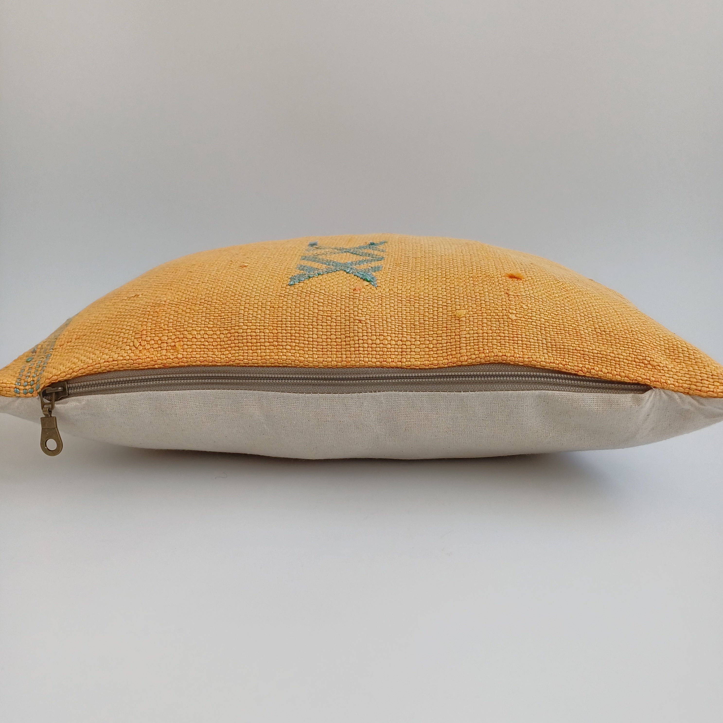 Moroccan Handmade Orange Cactus Silk Cushion Cover 16''x16'' / 40x40 CM