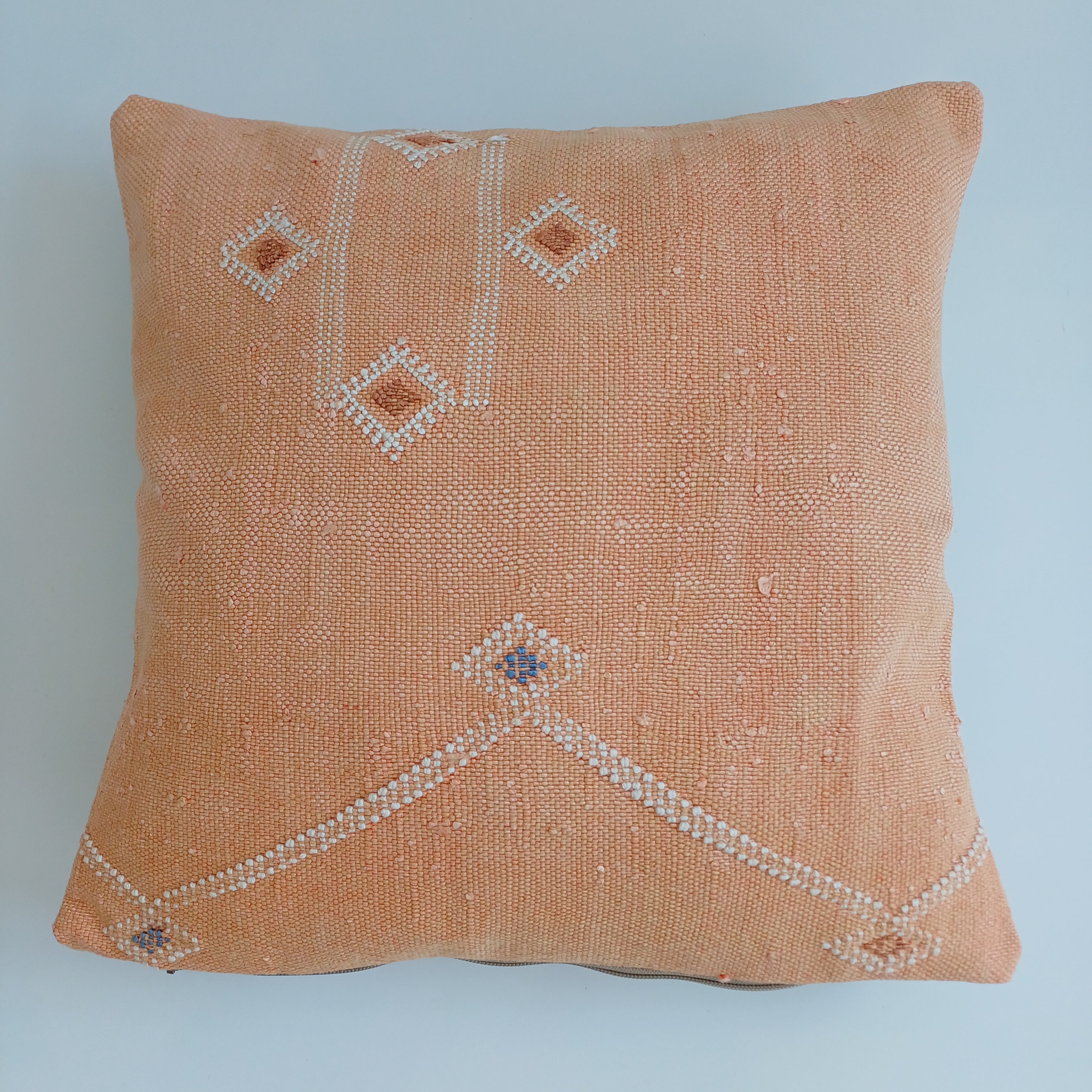 Moroccan Handmade Orange Cactus Silk Cushion Cover 16''x16'' / 40x40 CM