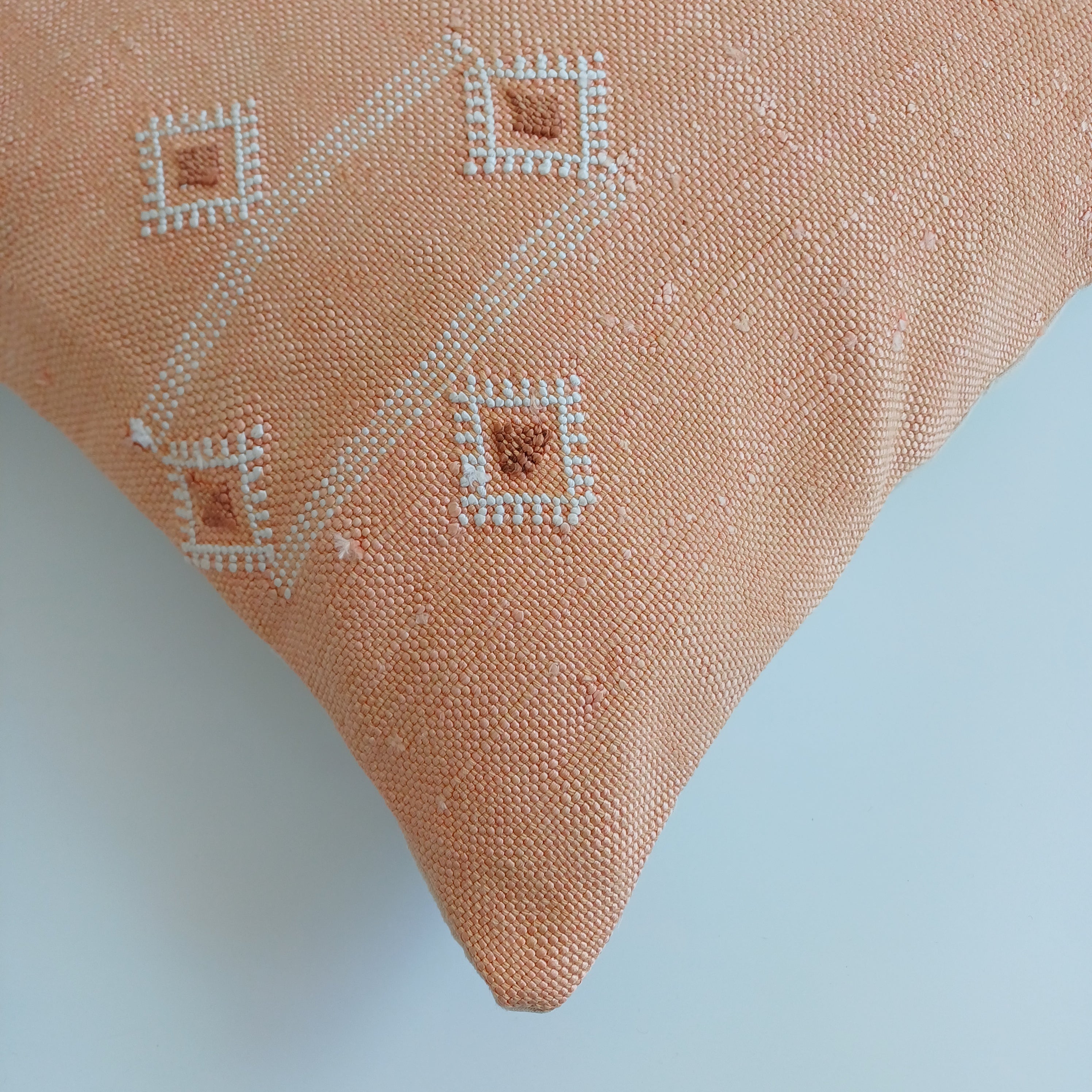 Moroccan Handmade Orange Cactus Silk Cushion Cover 16''x16'' / 40x40 CM