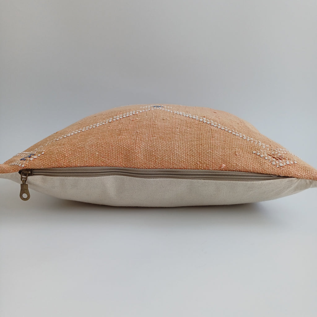 Moroccan Handmade Orange Cactus Silk Cushion Cover 16''x16'' / 40x40 CM