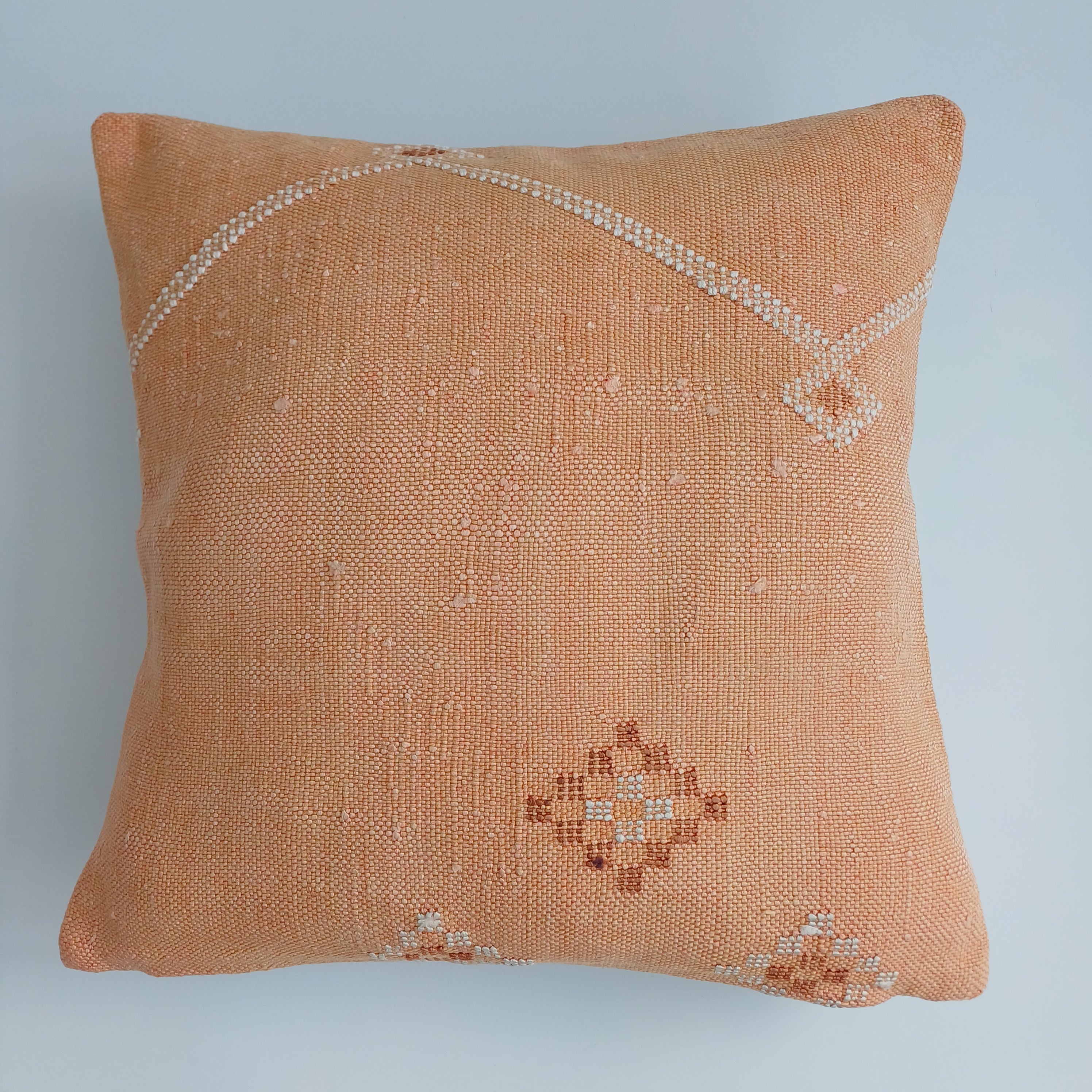 Moroccan Handmade Orange Cactus Silk Cushion Cover 16''x16'' / 40x40 CM