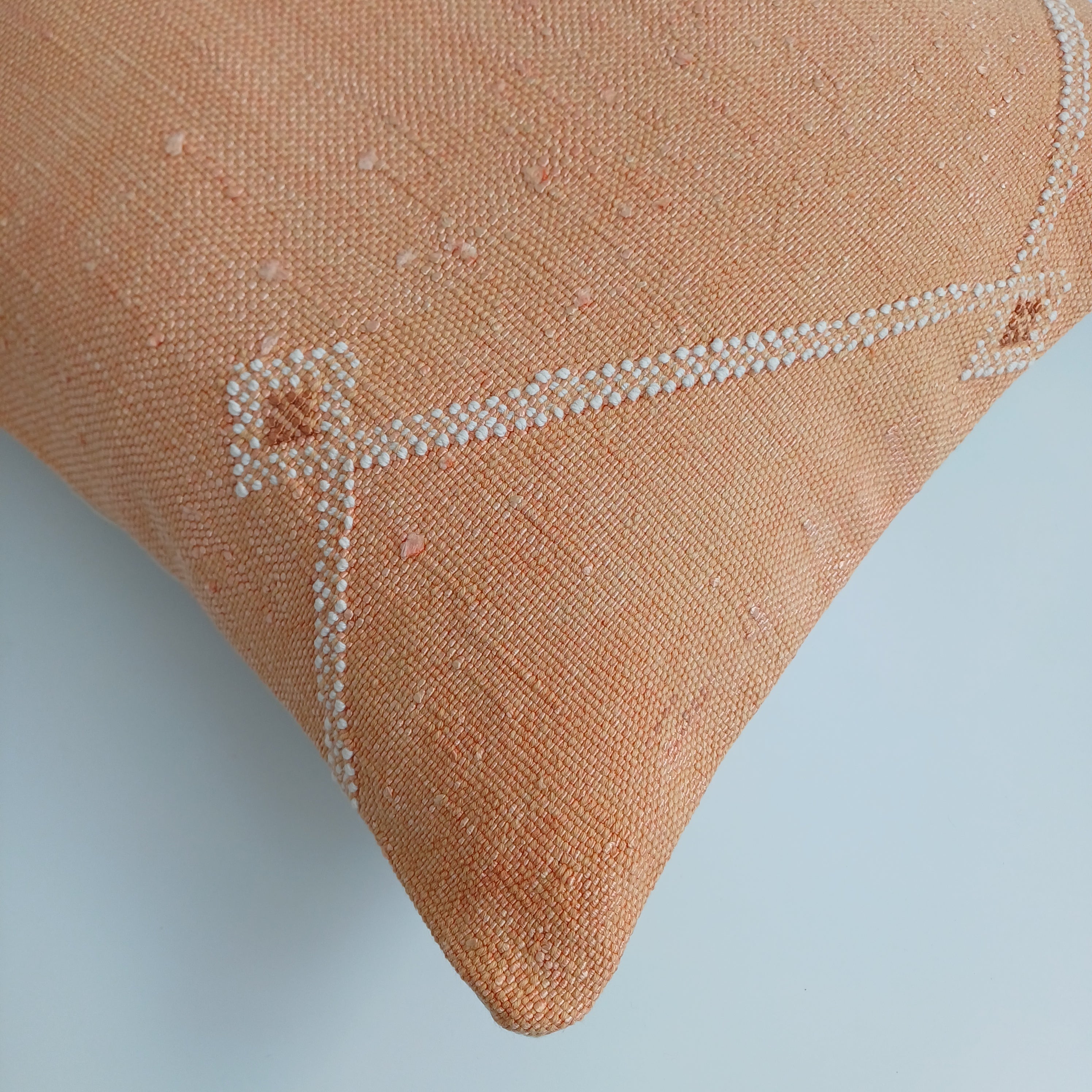 Moroccan Handmade Orange Cactus Silk Cushion Cover 16''x16'' / 40x40 CM