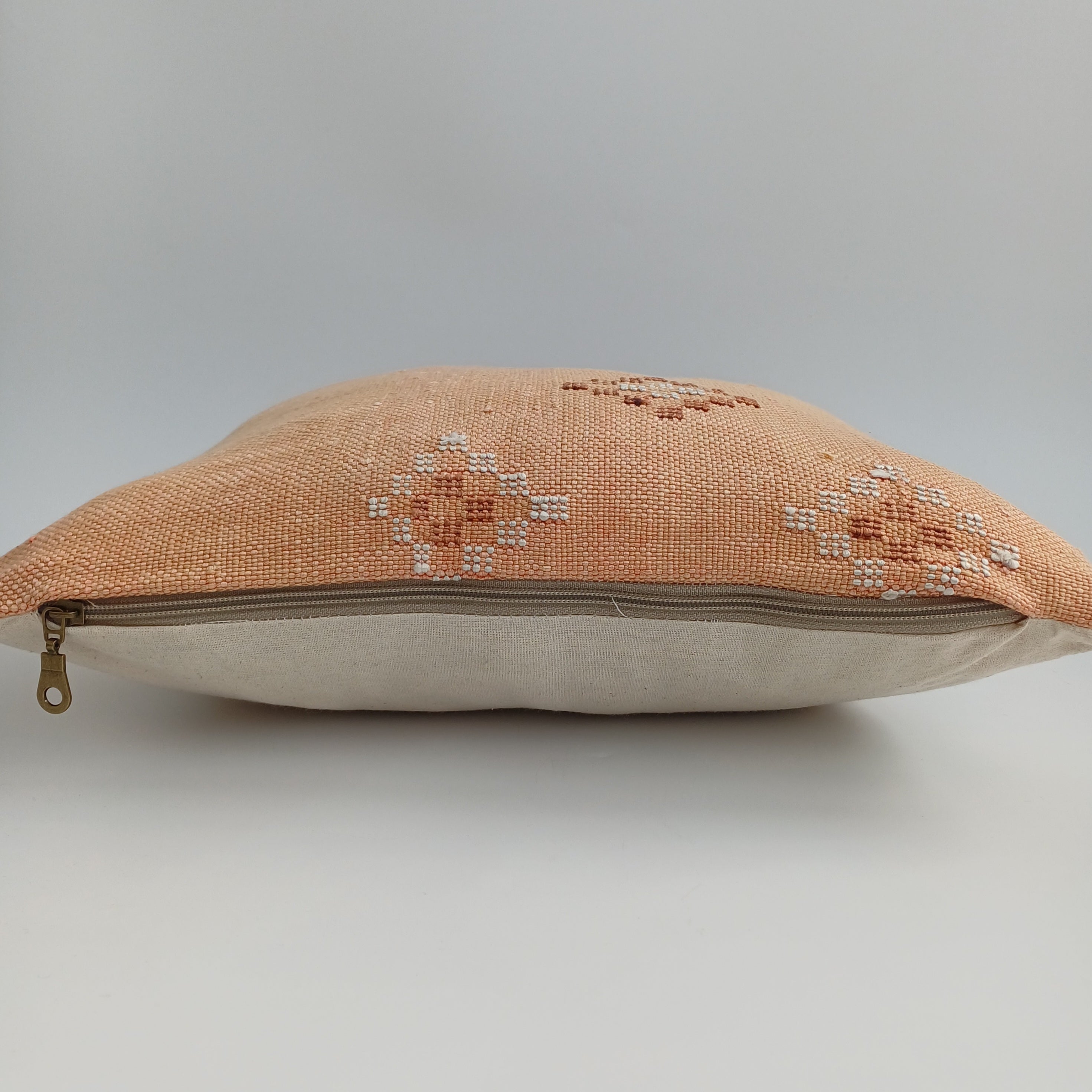 Moroccan Handmade Orange Cactus Silk Cushion Cover 16''x16'' / 40x40 CM